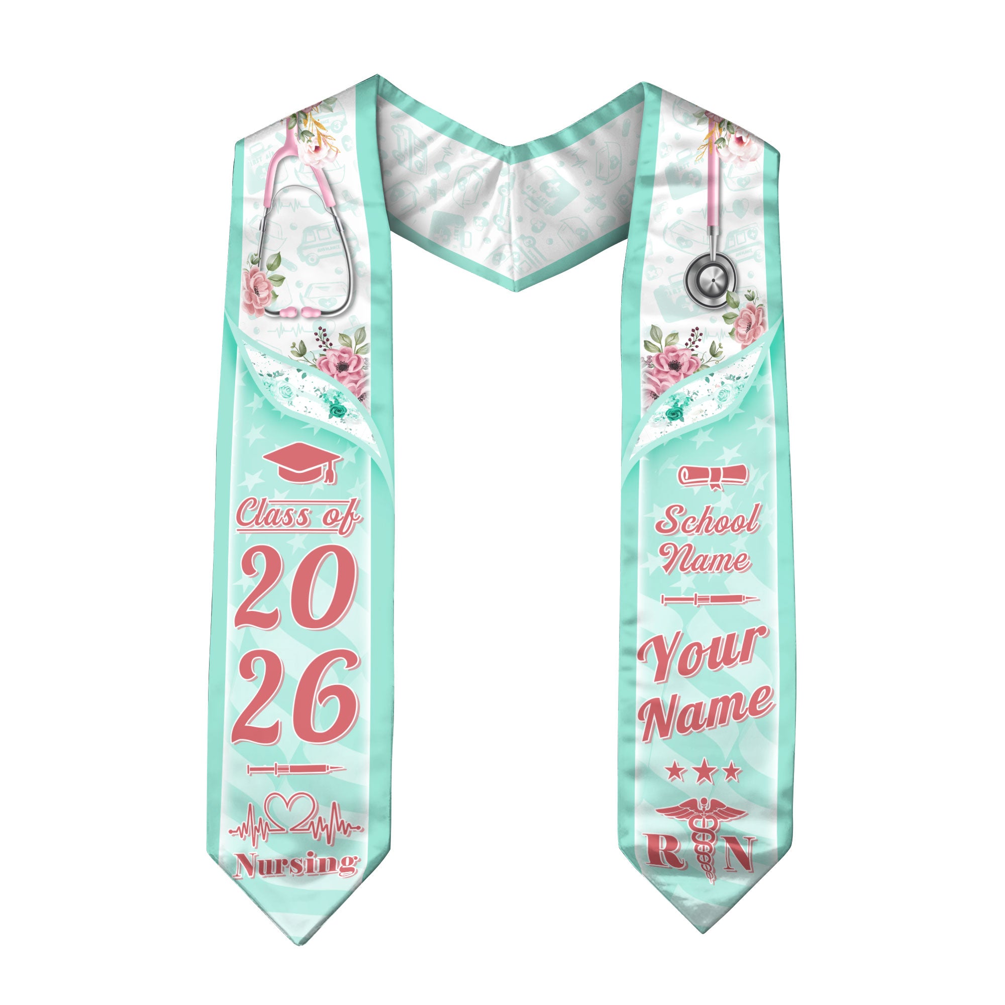 Customized Nursing Graduation Stole for Registered Nurses, BSN Celebration Sash 2026