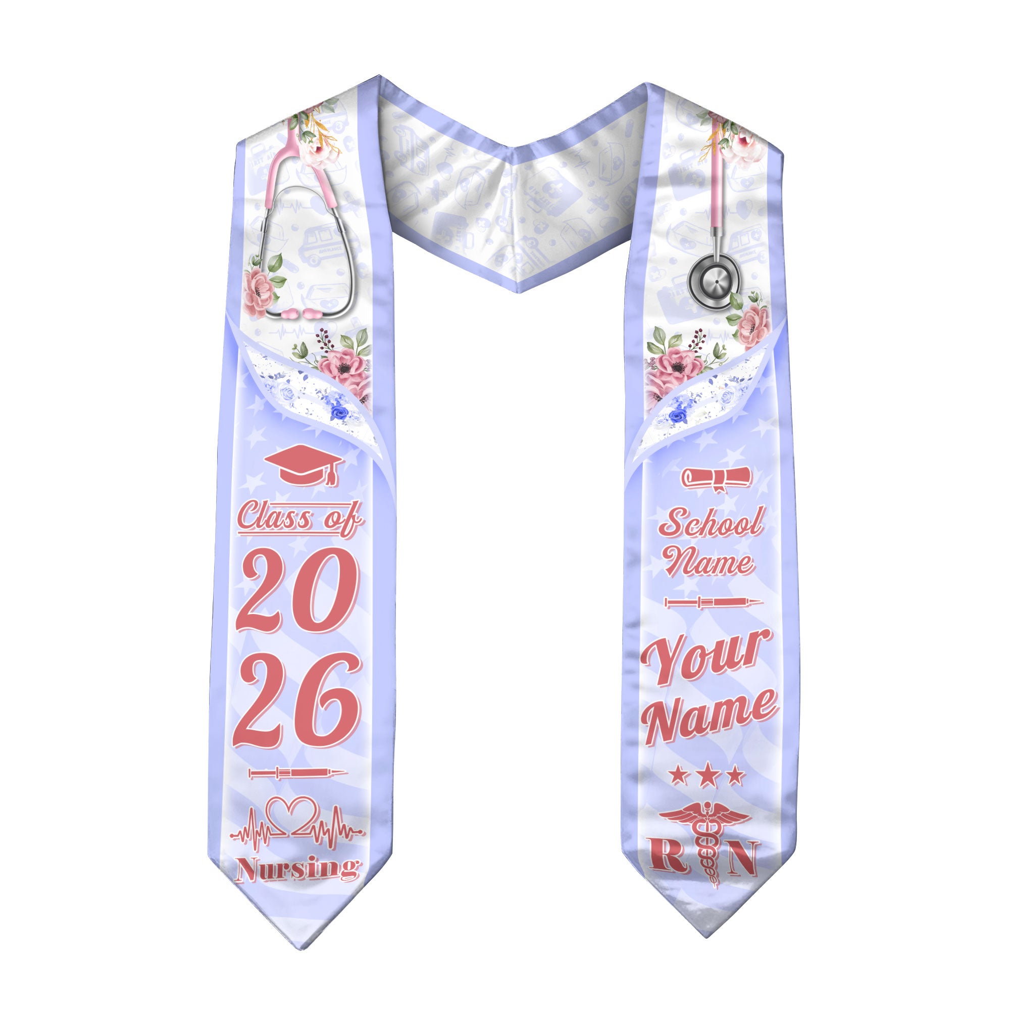 Customized Nursing Graduation Stole for Registered Nurses, BSN Celebration Sash 2026