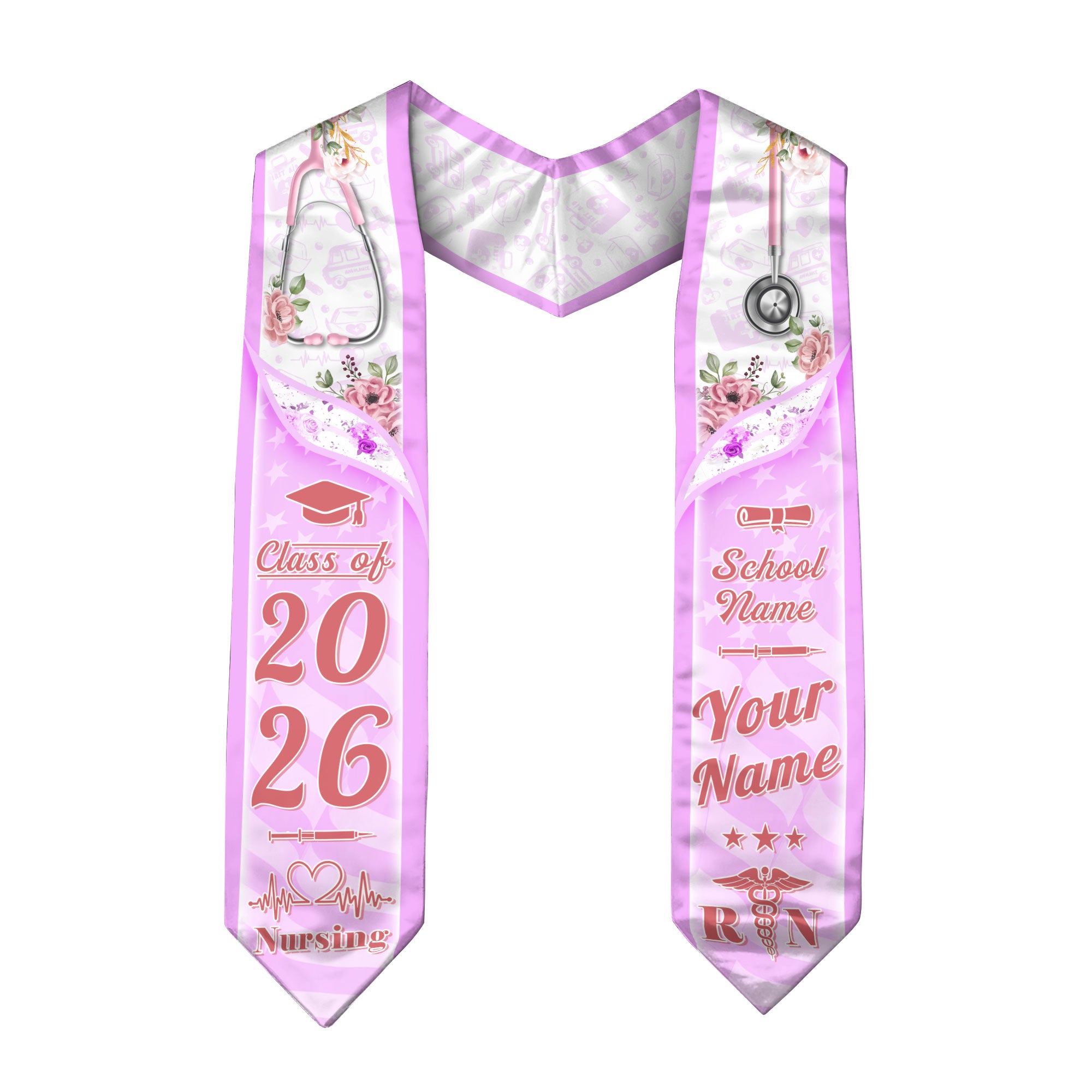 Customized Nursing Graduation Stole for Registered Nurses, BSN Celebration Sash 2026