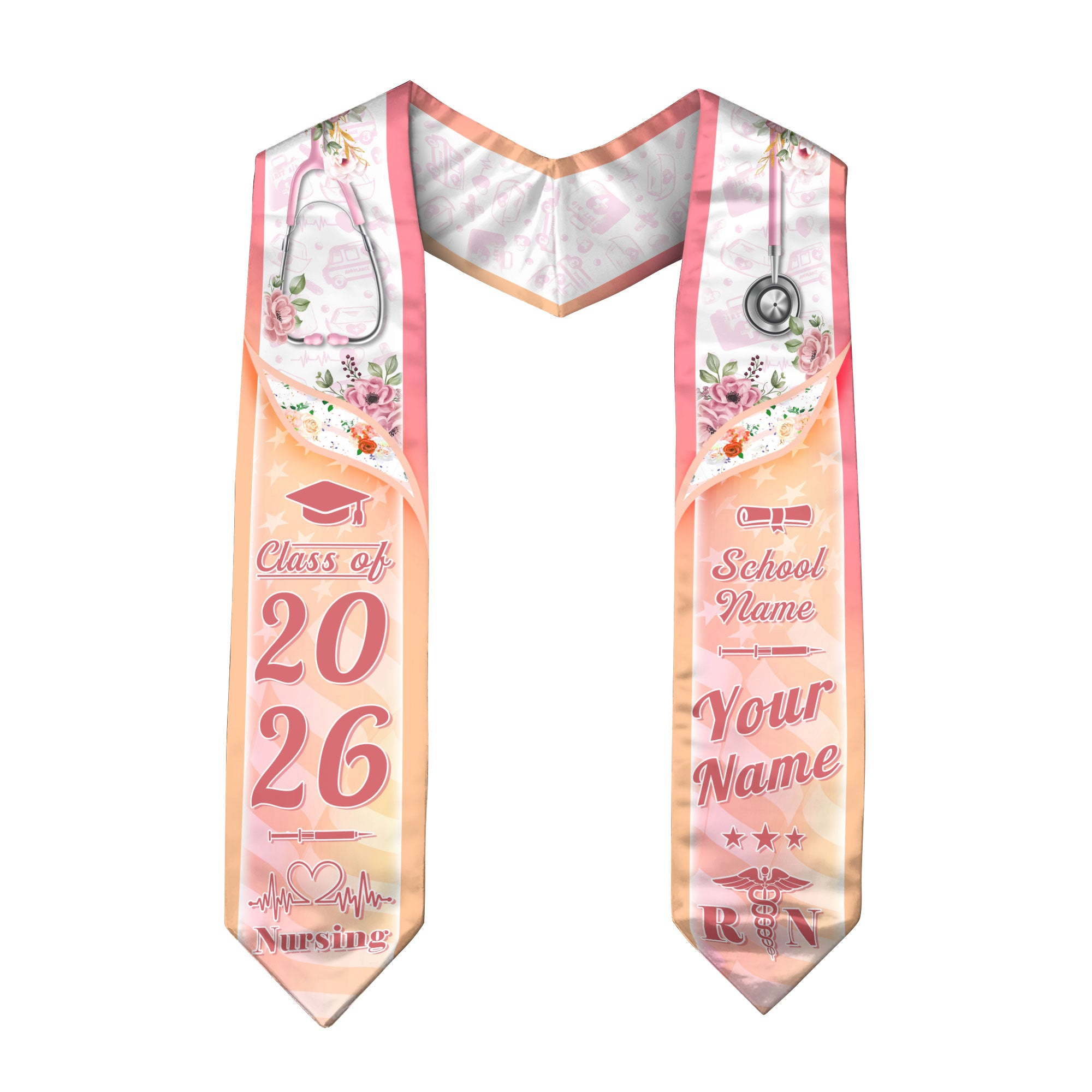 Customized Nursing Graduation Stole for Registered Nurses, BSN Celebration Sash 2026