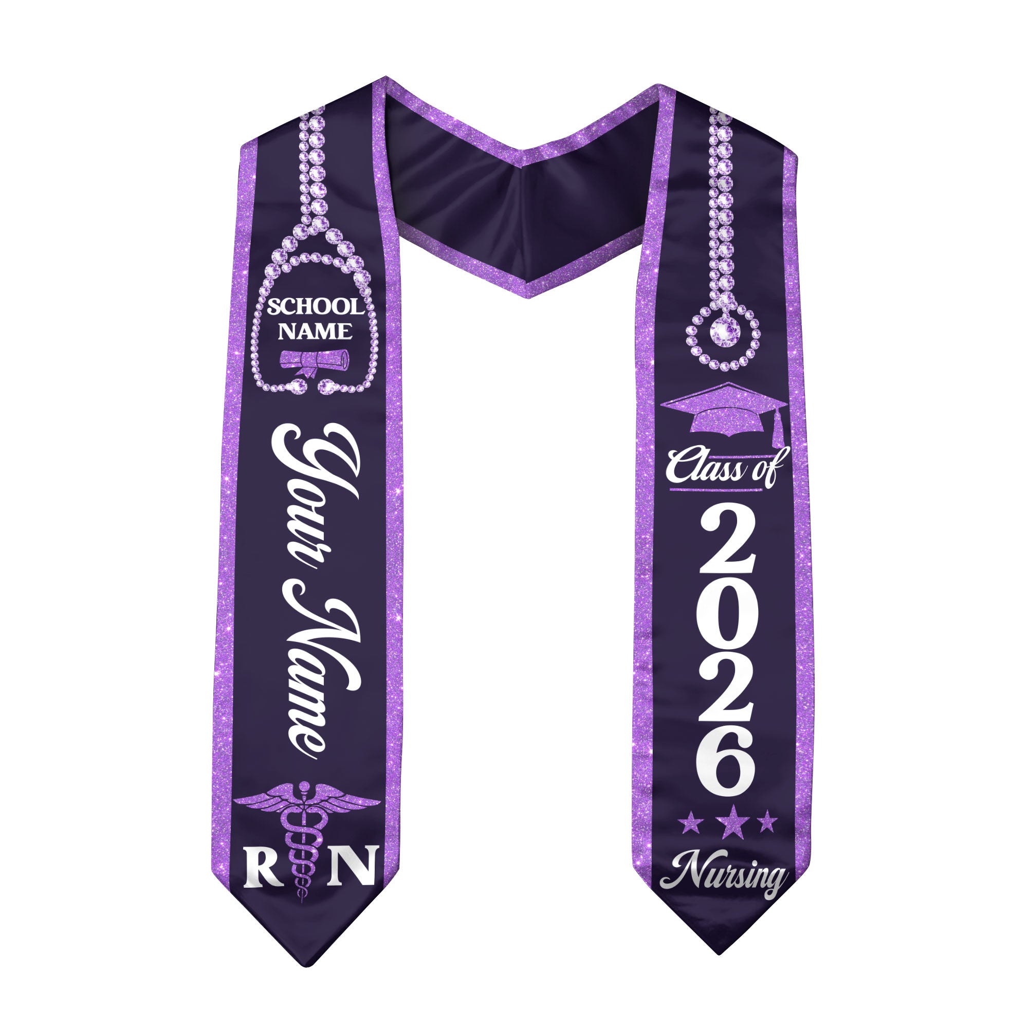 Customized RN Nurse Graduation Stole, BSN Nursing Graduation Sash for Class of 2026