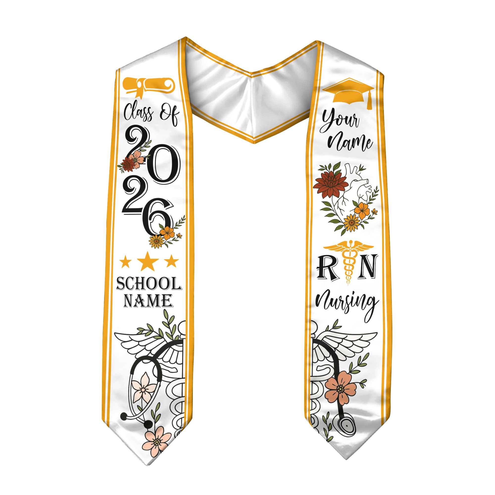 RN Nurse Graduation Sash 2026, Custom Nursing Stole, BSN Stole for Class of 2026