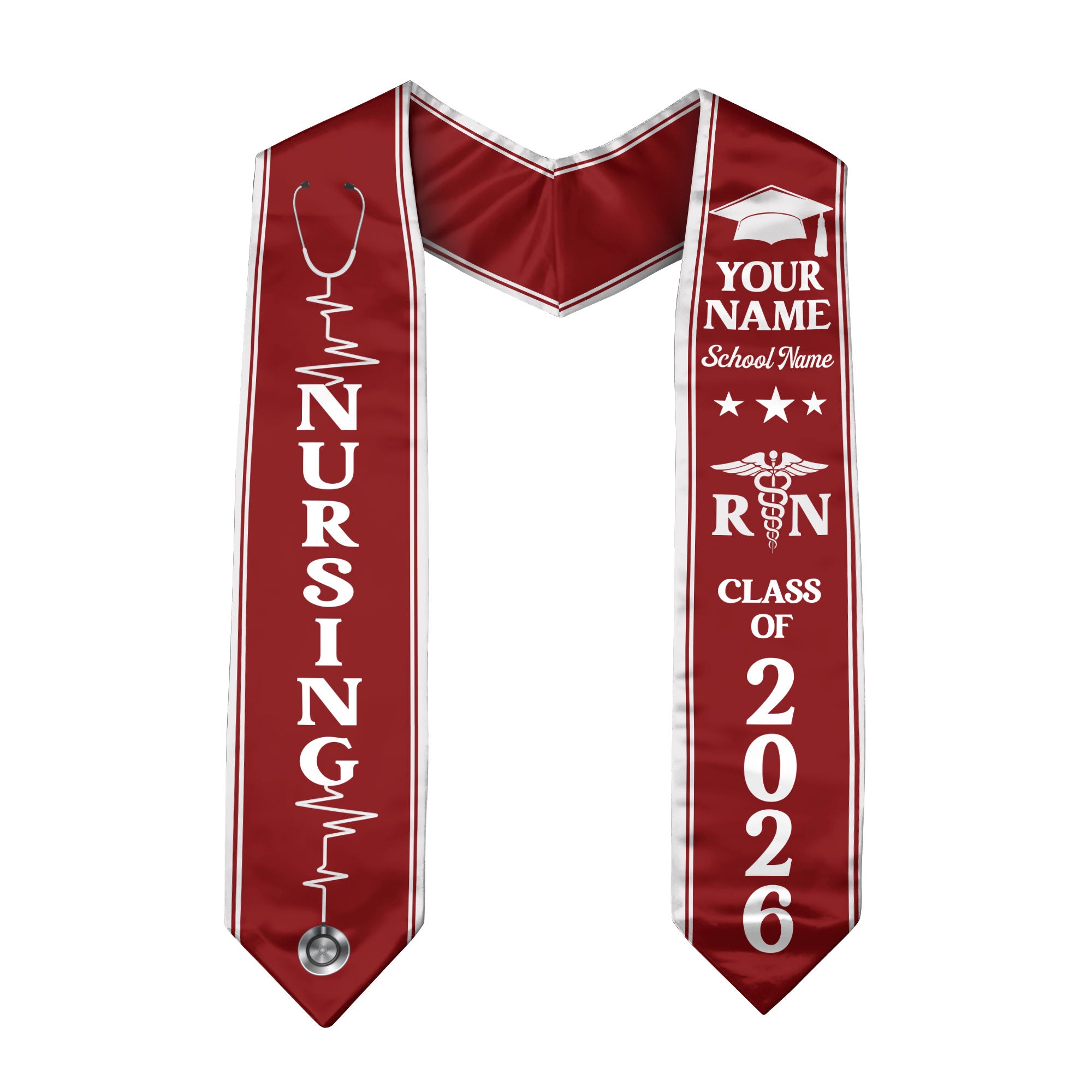 Customized Nursing Graduation Stole for RN and BSN Students, Graduation Sash 2026