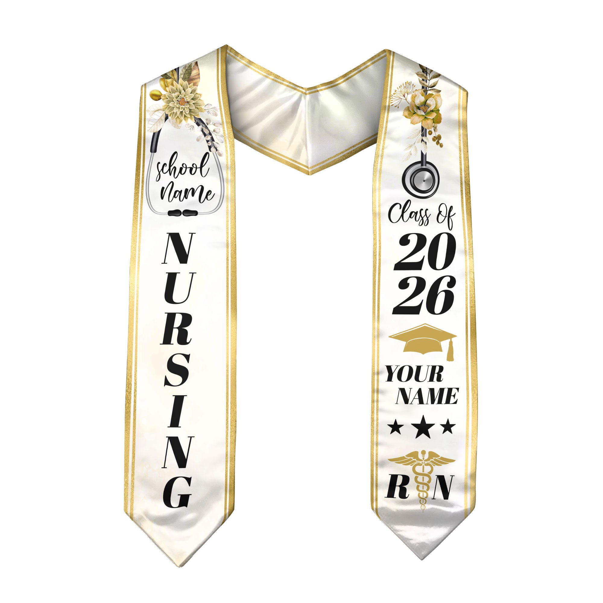 Custom Nursing Stole 2026 for Nurses, RN Graduation Sash, Keepsake for Class of 2026