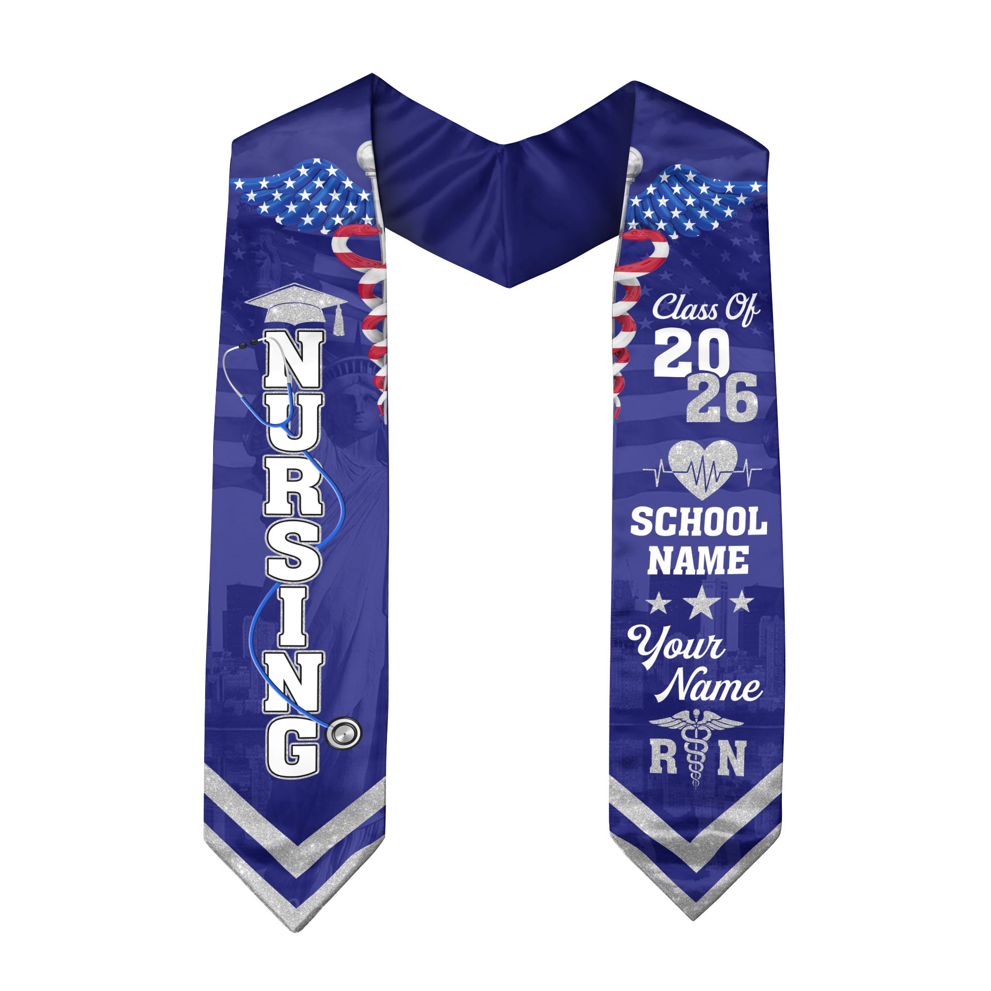 Customized Nursing Graduation Sash for RN Graduates, BSN Nurse Stole Class of 2026