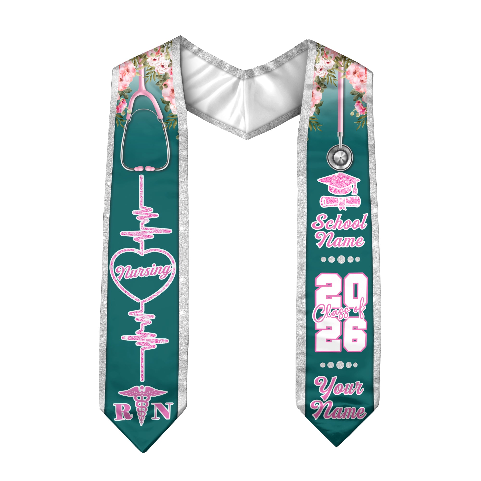 Customized RN Graduation Stole Designed for Nursing School Ceremonies, Class of 2026