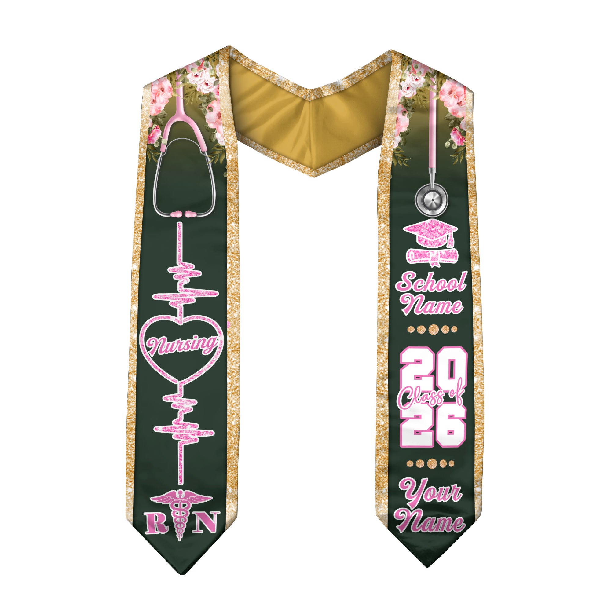 Customized RN Graduation Stole Designed for Nursing School Ceremonies, Class of 2026