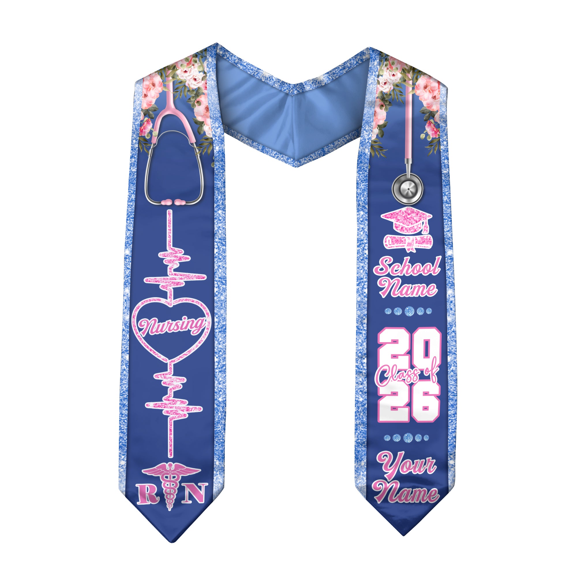 Customized RN Graduation Stole Designed for Nursing School Ceremonies, Class of 2026