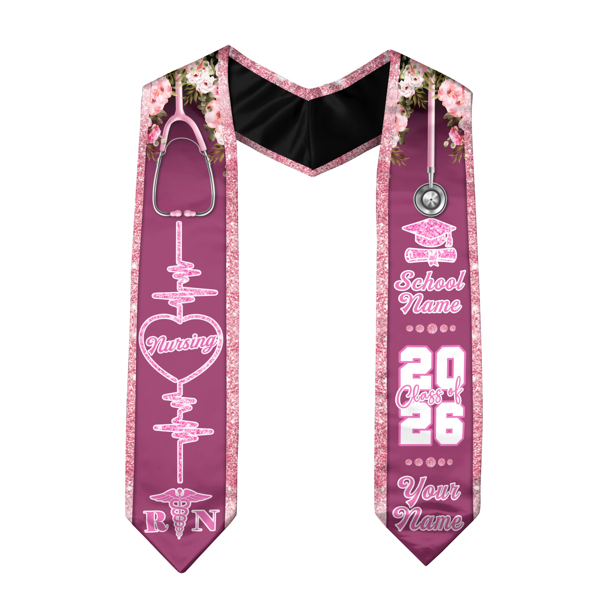 Customized RN Graduation Stole Designed for Nursing School Ceremonies, Class of 2026