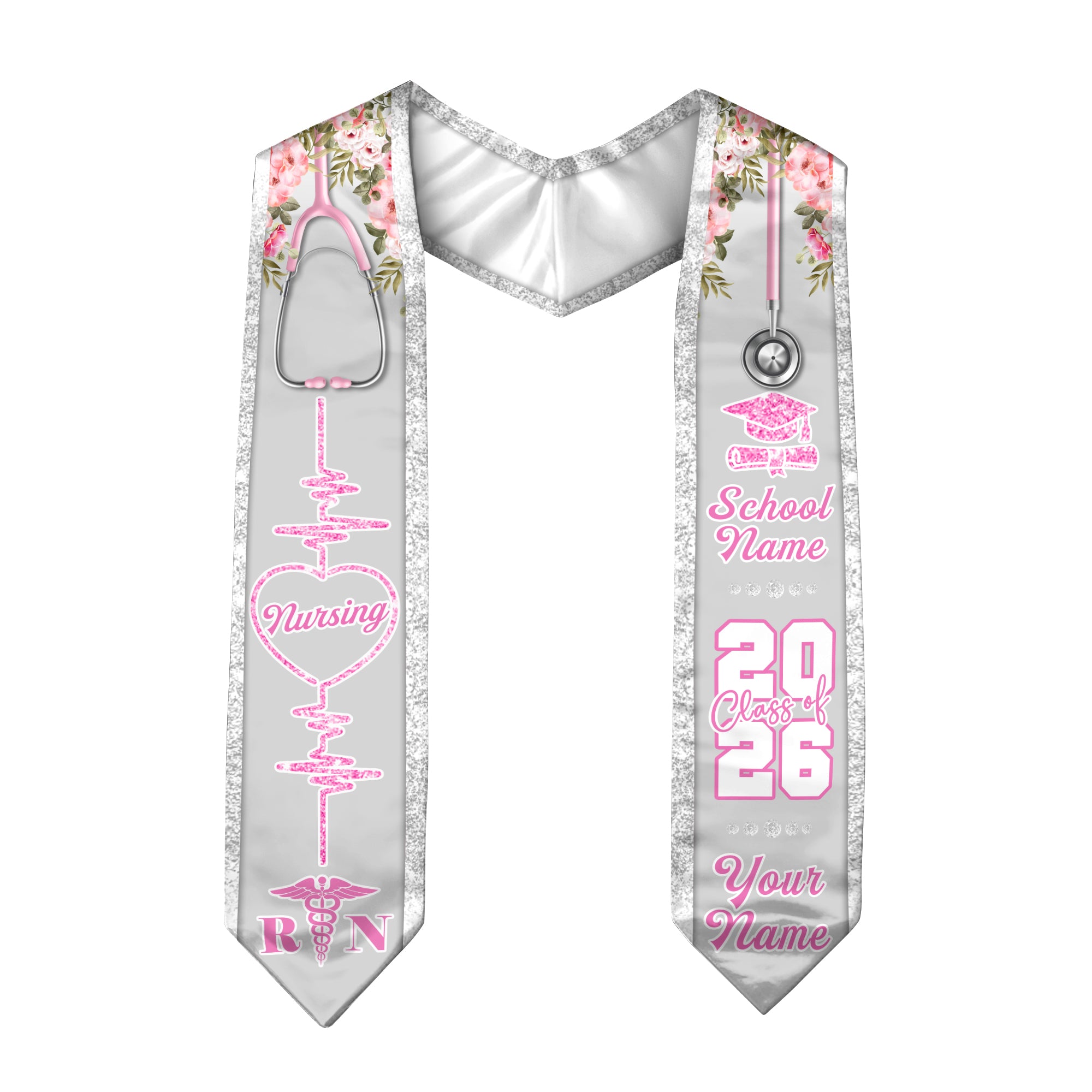 Customized RN Graduation Stole Designed for Nursing School Ceremonies, Class of 2026