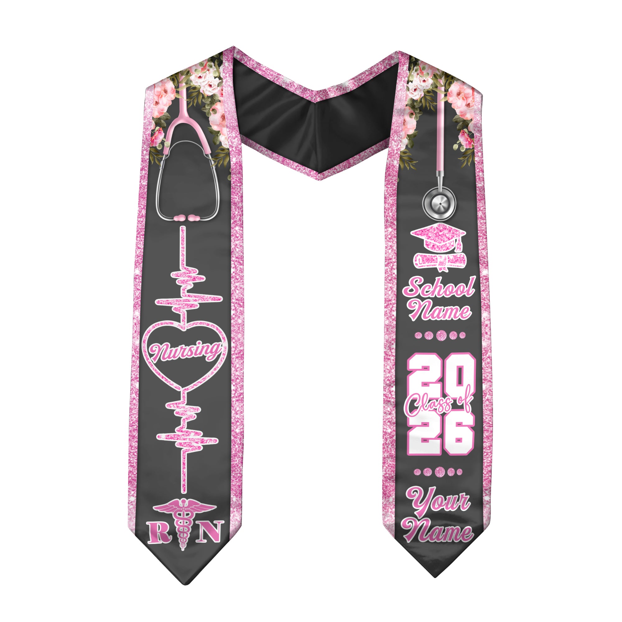 Customized RN Graduation Stole Designed for Nursing School Ceremonies, Class of 2026