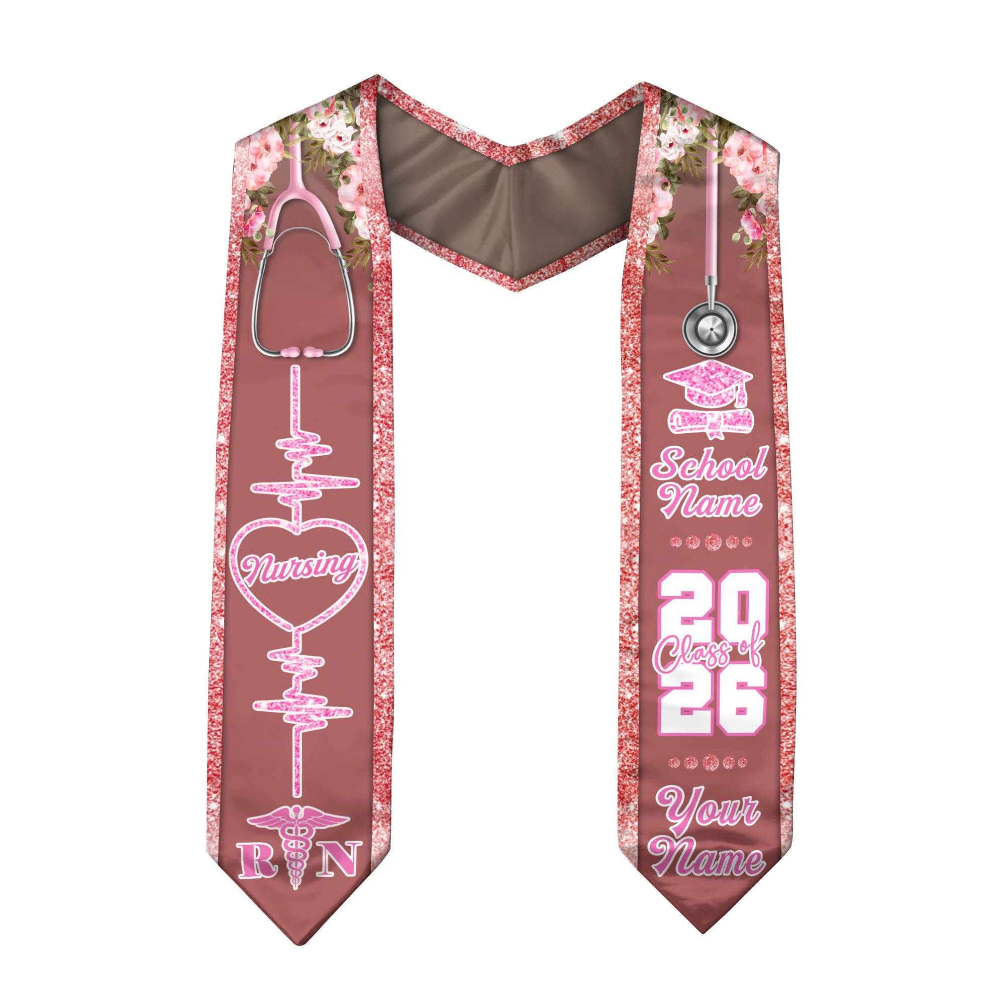 Customized RN Graduation Stole Designed for Nursing School Ceremonies, Class of 2026