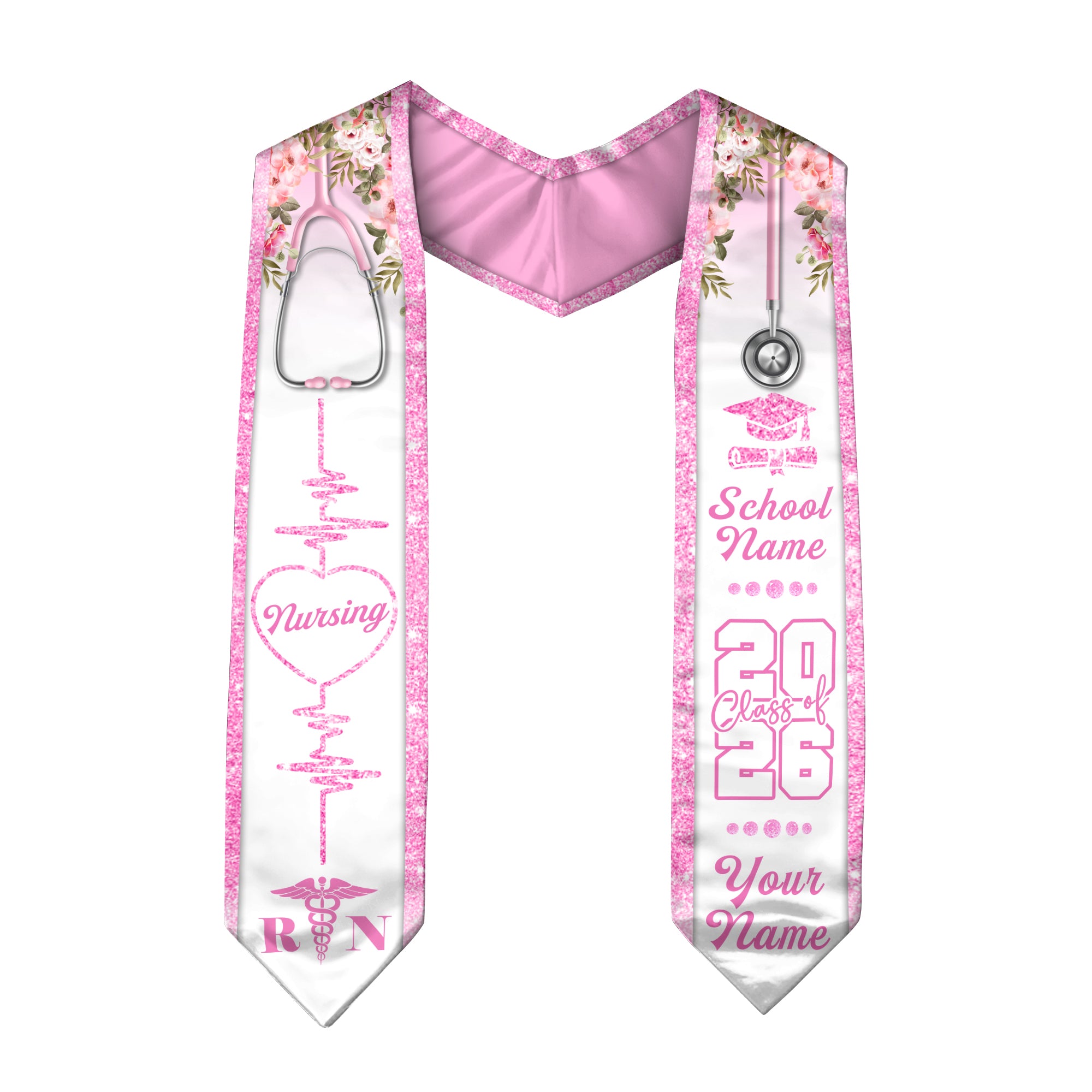 Customized RN Graduation Stole Designed for Nursing School Ceremonies, Class of 2026