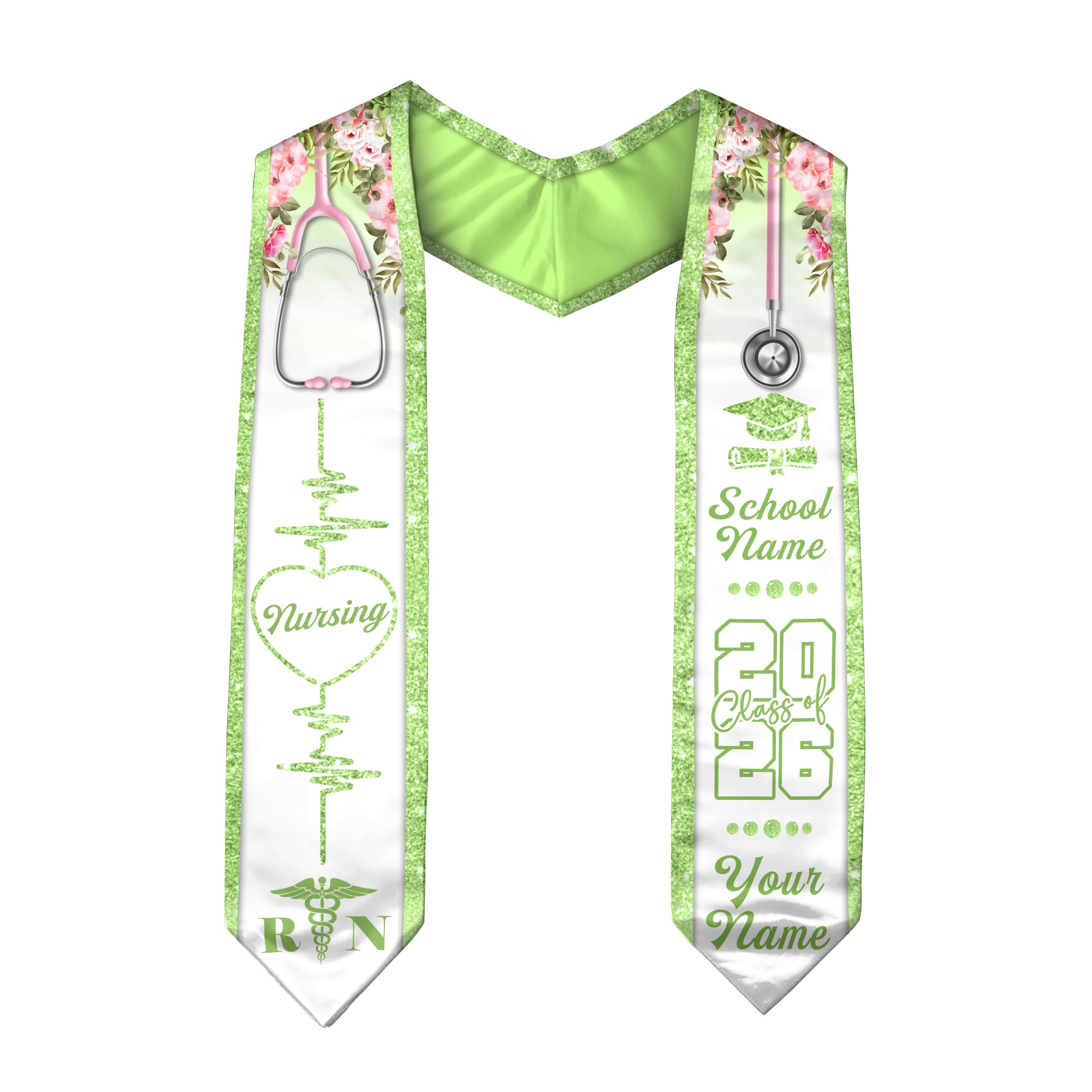 Customized RN Graduation Stole Designed for Nursing School Ceremonies, Class of 2026