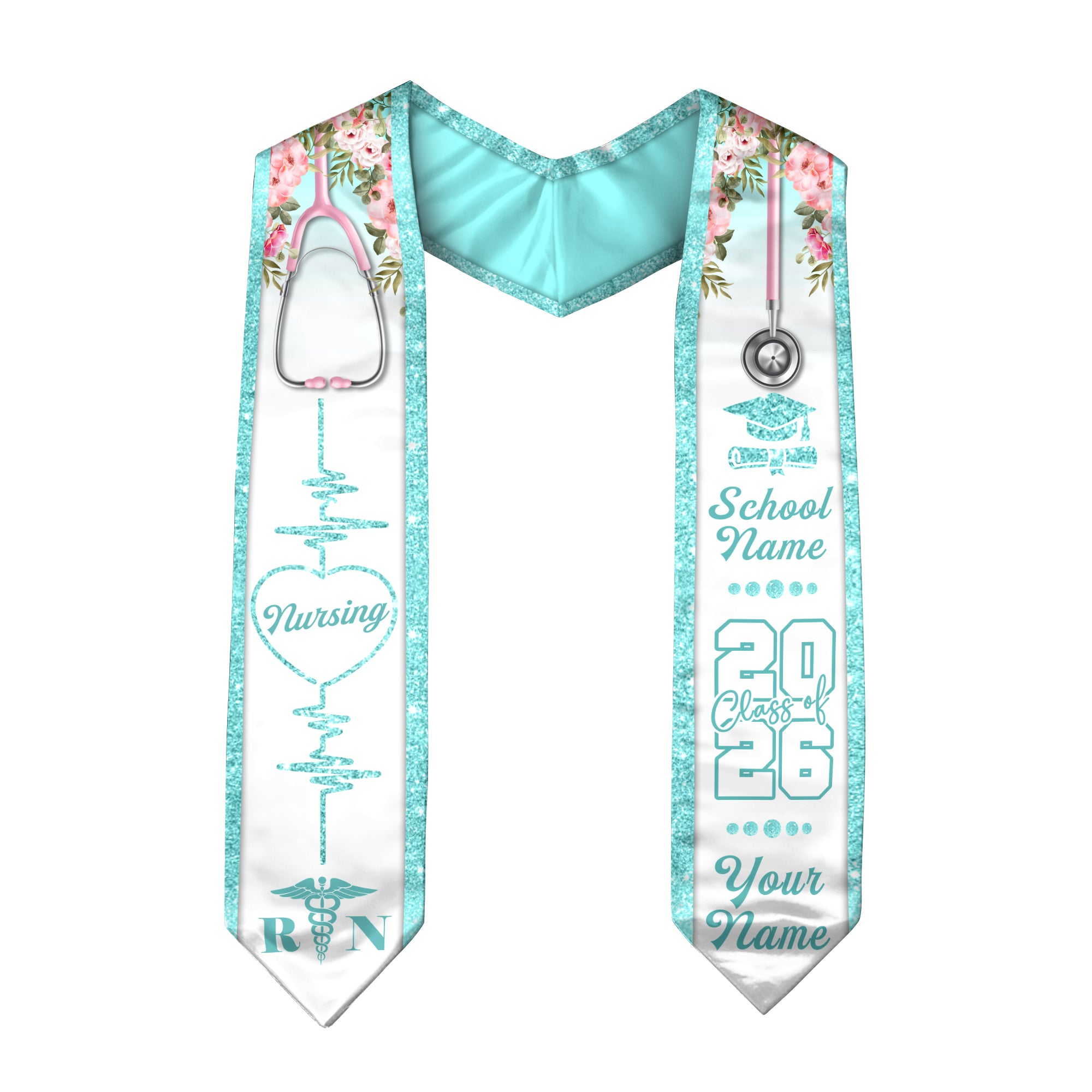 Customized RN Graduation Stole Designed for Nursing School Ceremonies, Class of 2026