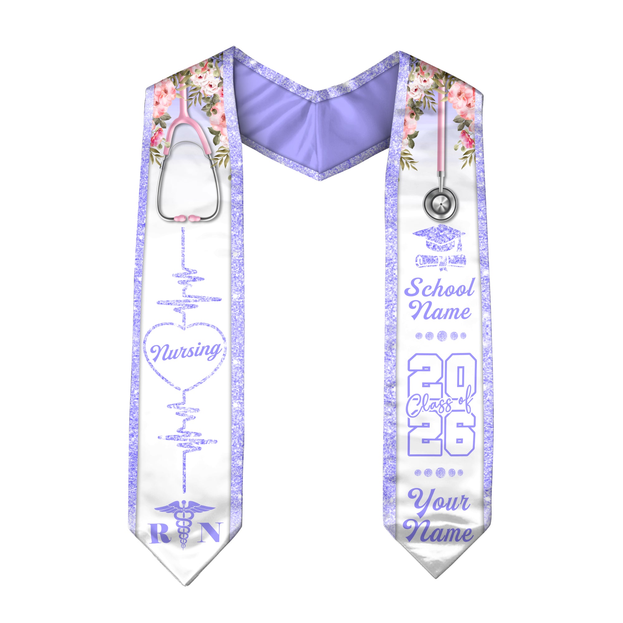 Customized RN Graduation Stole Designed for Nursing School Ceremonies, Class of 2026