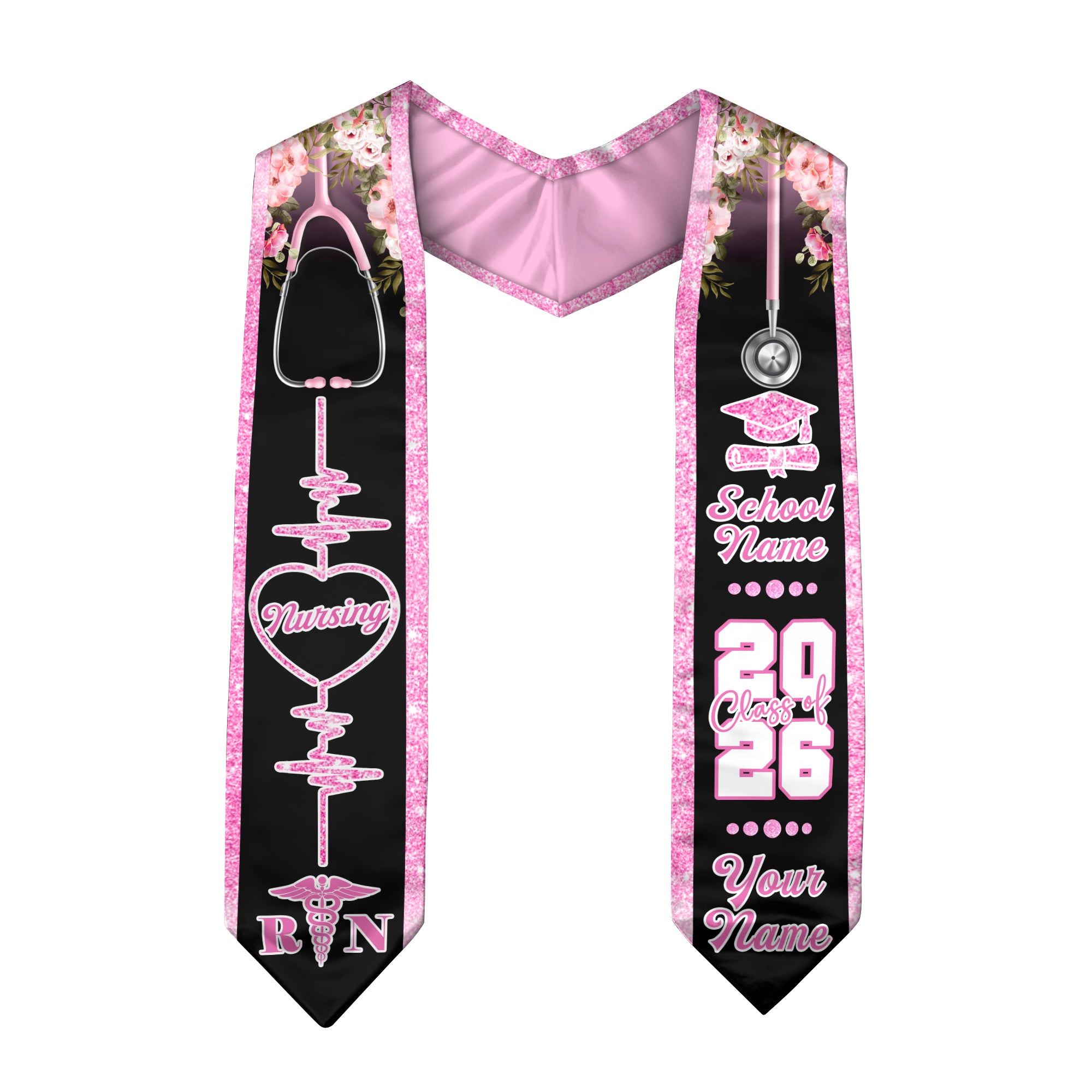 Customized RN Graduation Stole Designed for Nursing School Ceremonies, Class of 2026
