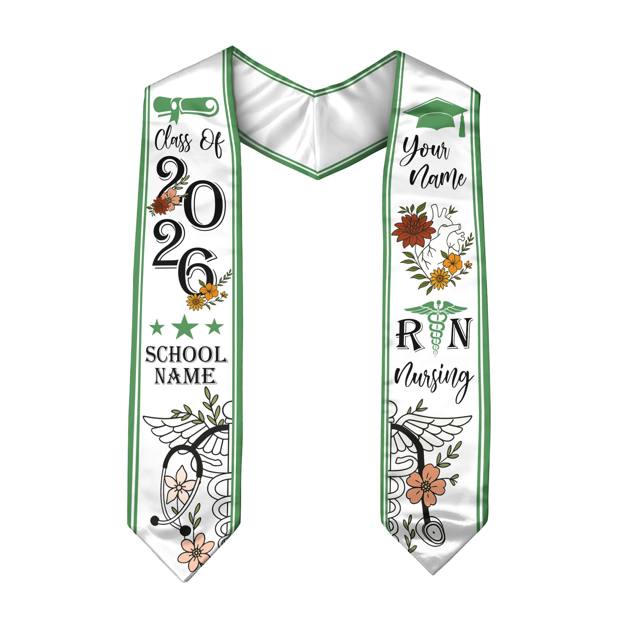 RN Nurse Graduation Sash 2026, Custom Nursing Stole, BSN Stole for Class of 2026