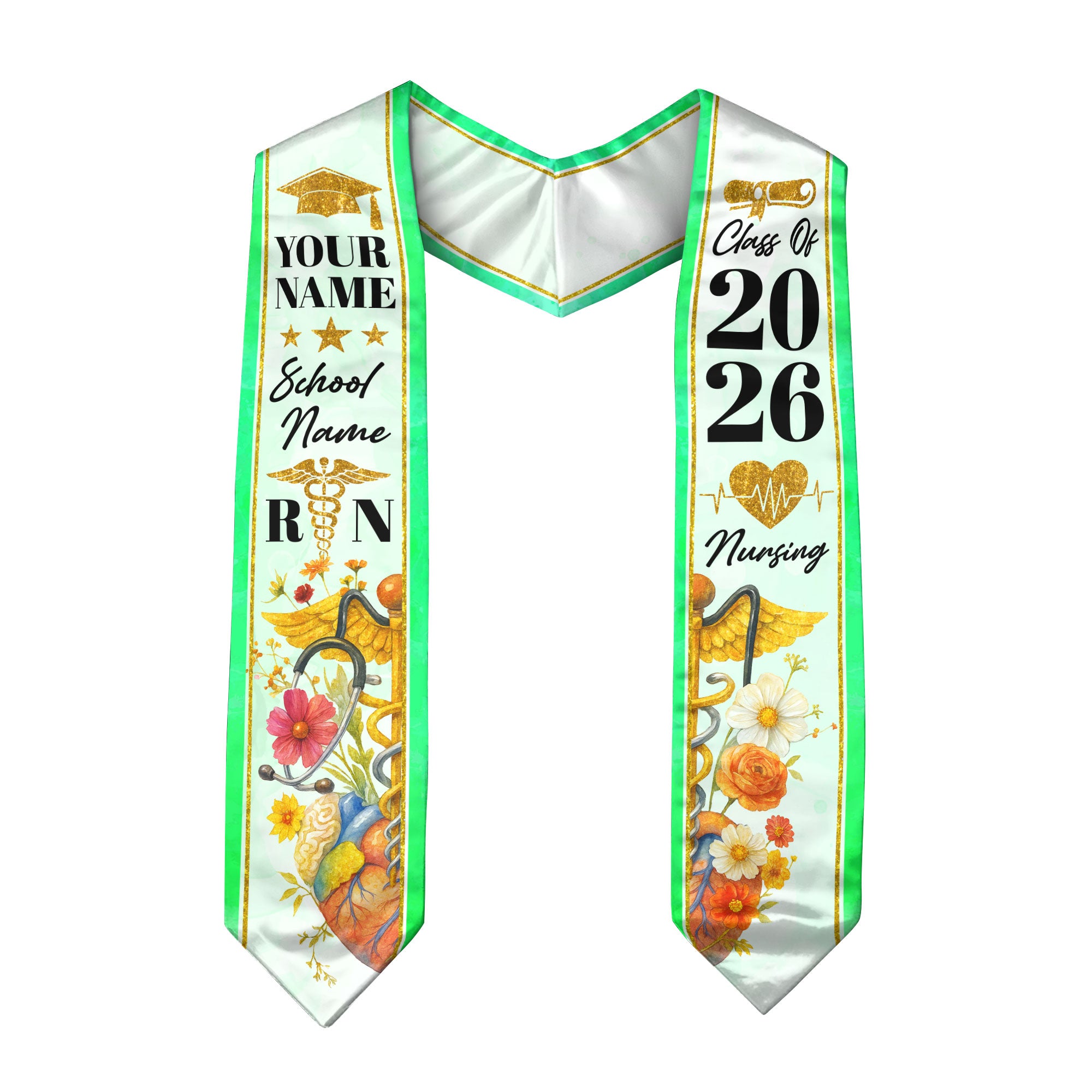 2026 Nursing Graduation Sash, Custom RN Nurse Stole, BSN Style for Class of 2026