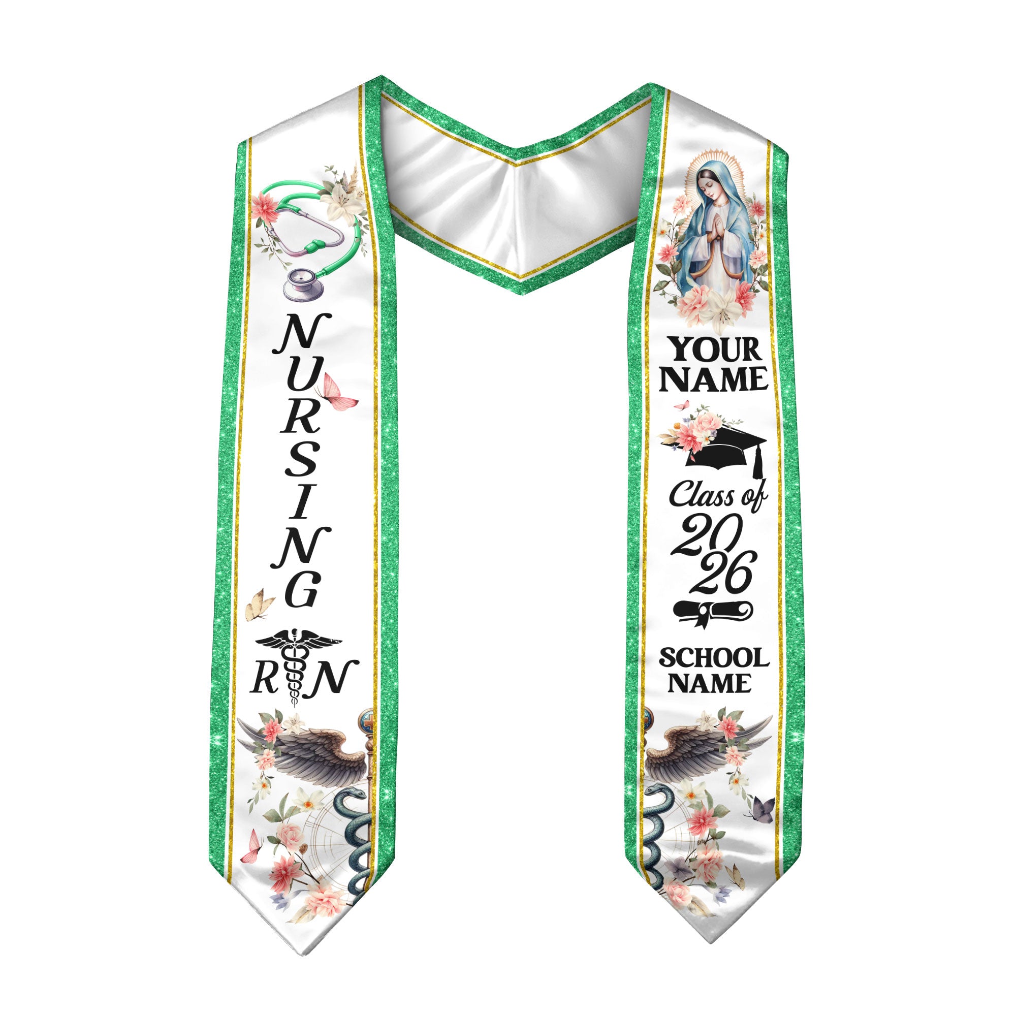 Customized RN and BSN Graduation Stole, Nursing Graduation Sash for Class of 2026
