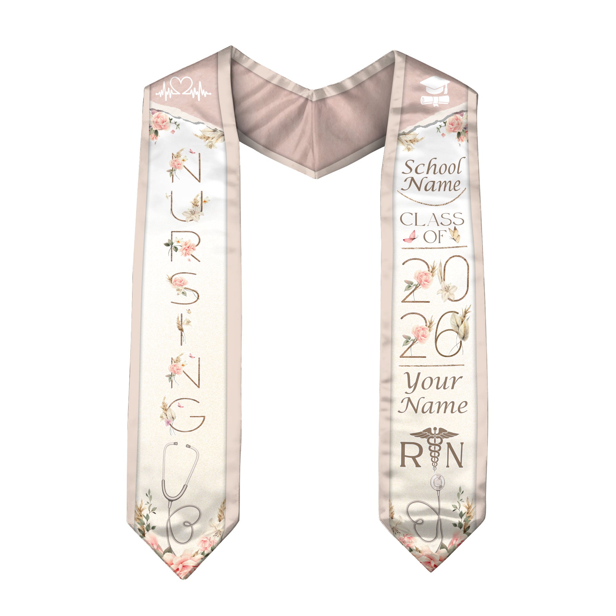 Customized BSN Nursing Graduation Stole for RN Students, Professional Sash 2026