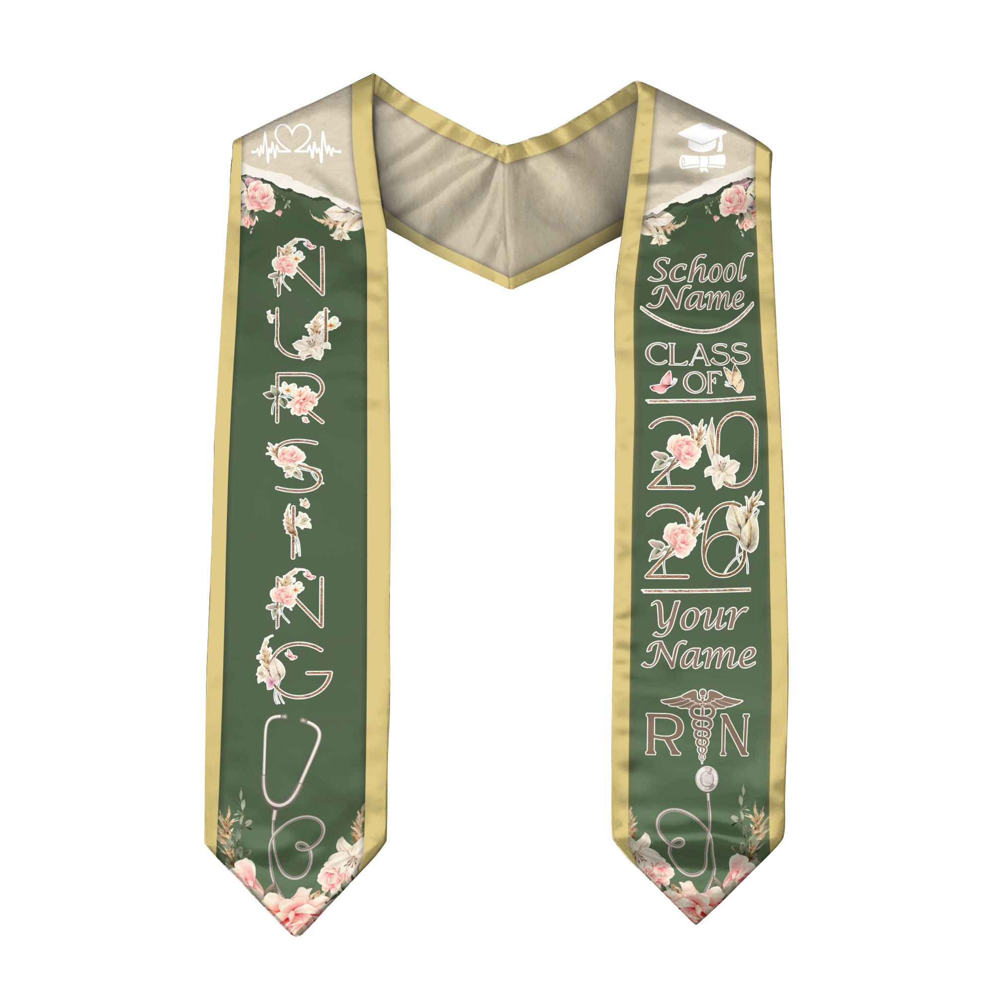 Customized BSN Nursing Graduation Stole for RN Students, Professional Sash 2026