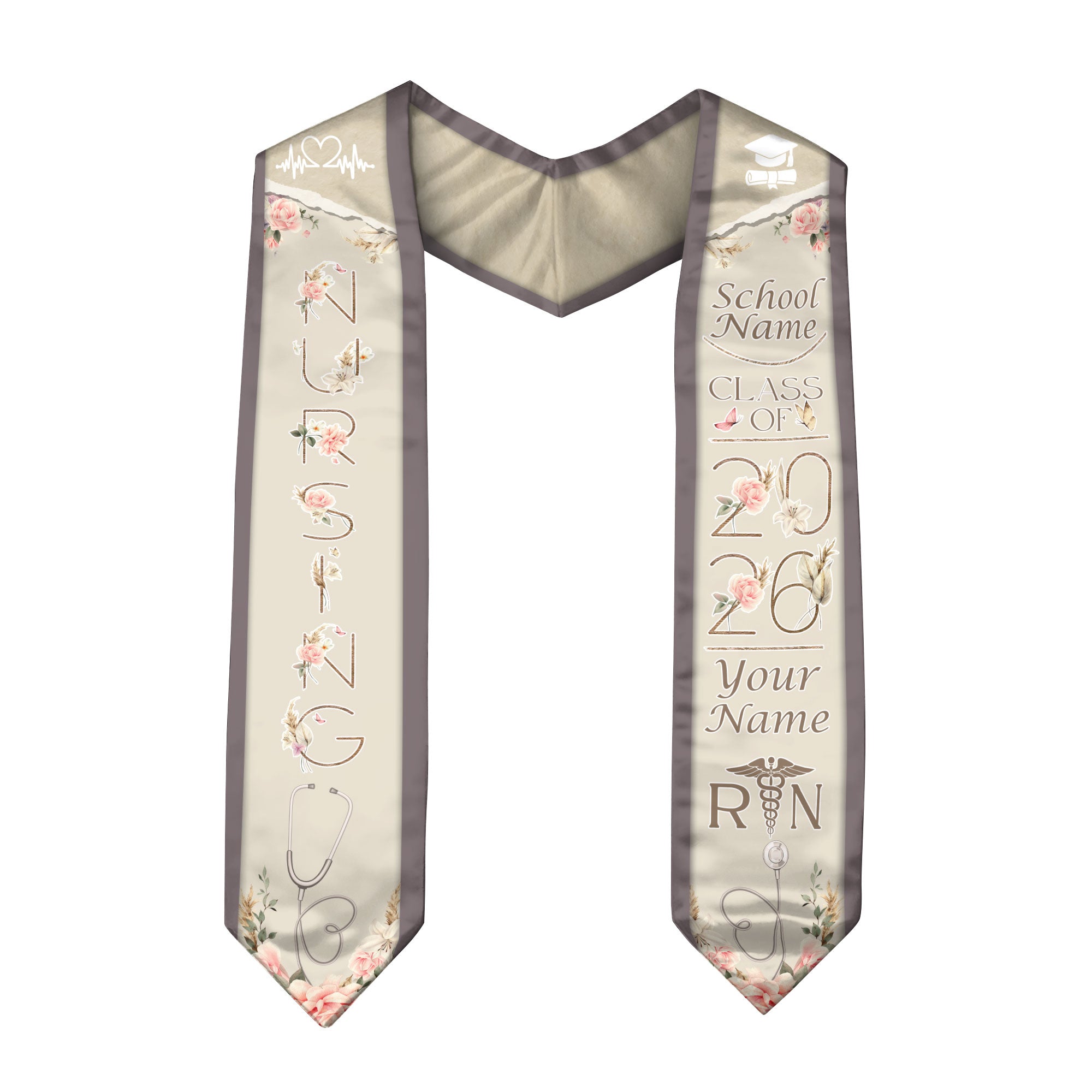 Customized BSN Nursing Graduation Stole for RN Students, Professional Sash 2026