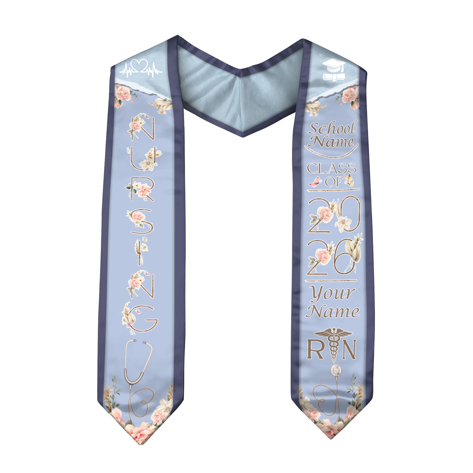 Customized BSN Nursing Graduation Stole for RN Students, Professional Sash 2026