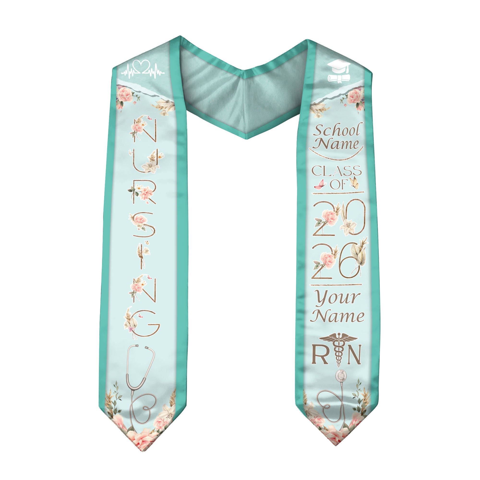 Customized BSN Nursing Graduation Stole for RN Students, Professional Sash 2026