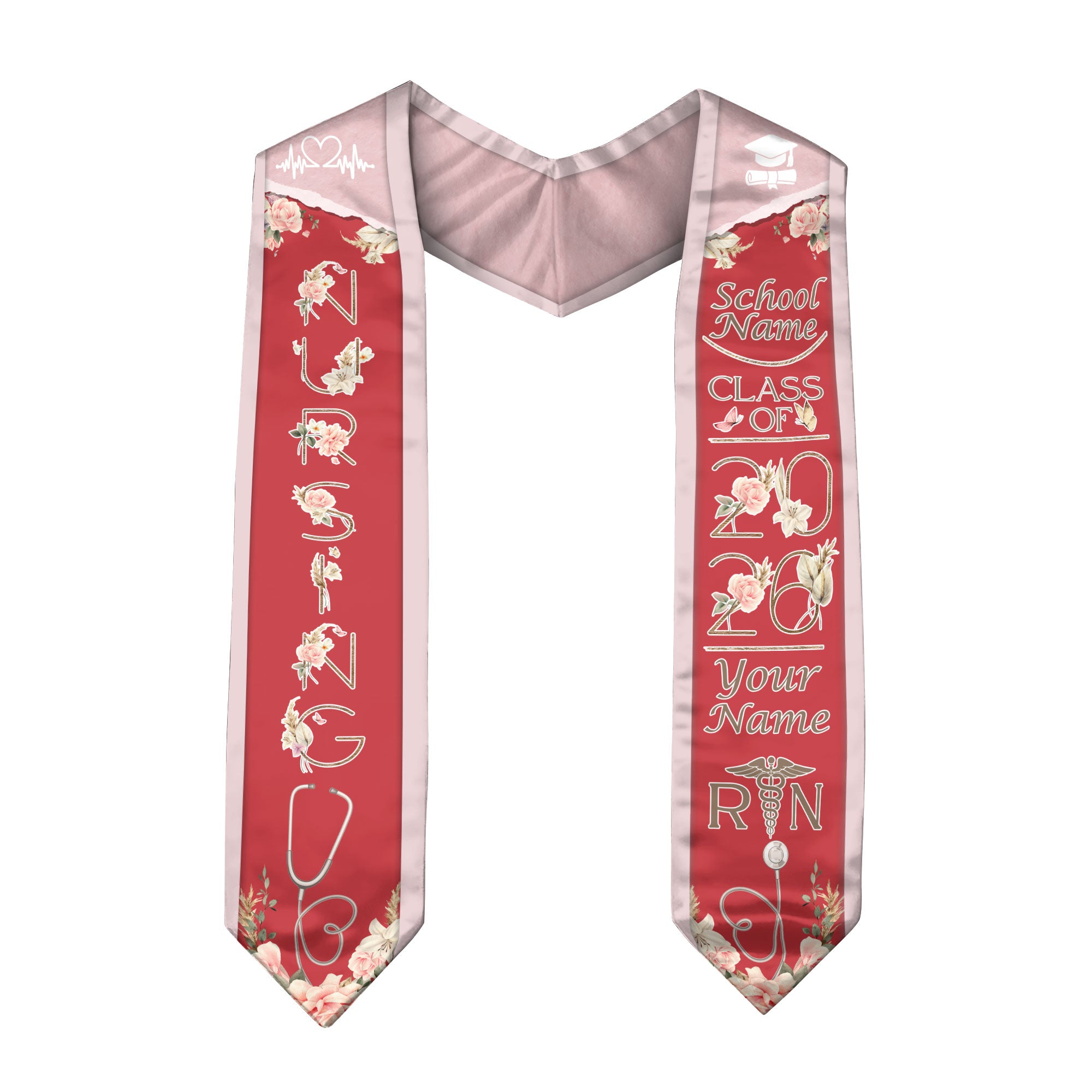 Customized BSN Nursing Graduation Stole for RN Students, Professional Sash 2026
