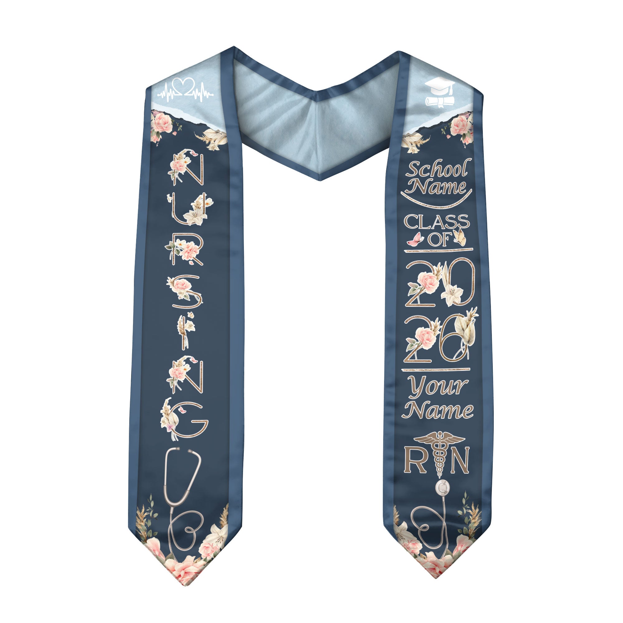 Customized BSN Nursing Graduation Stole for RN Students, Professional Sash 2026