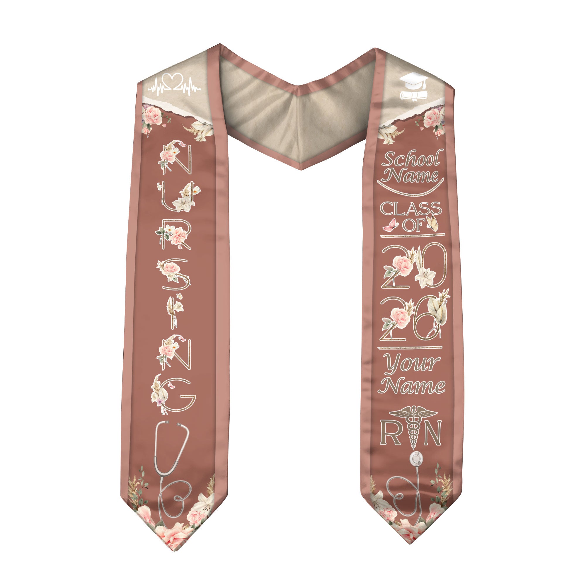 Customized BSN Nursing Graduation Stole for RN Students, Professional Sash 2026