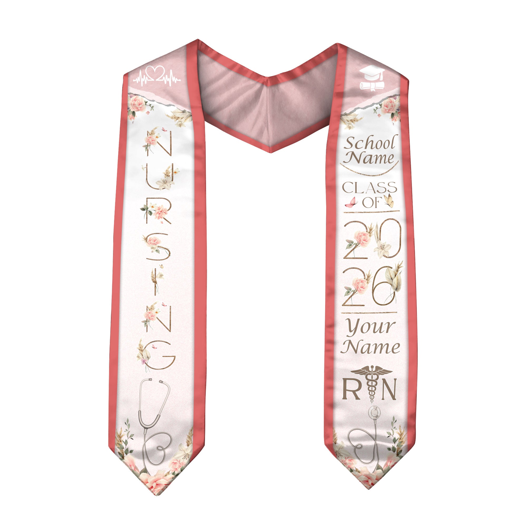 Customized BSN Nursing Graduation Stole for RN Students, Professional Sash 2026