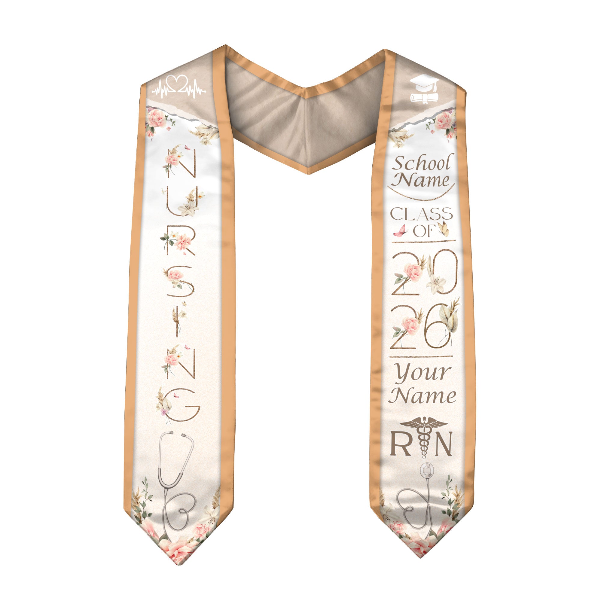 Customized BSN Nursing Graduation Stole for RN Students, Professional Sash 2026