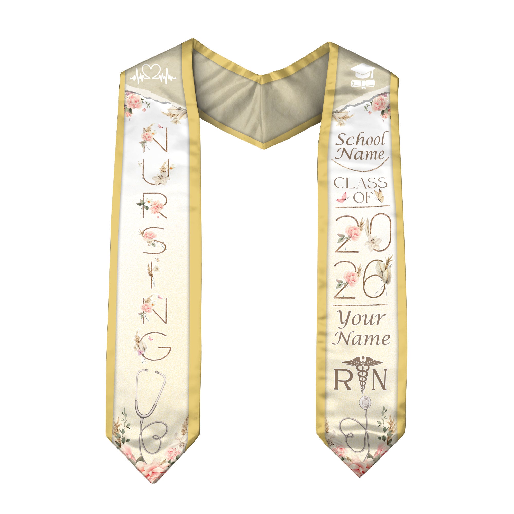 Customized BSN Nursing Graduation Stole for RN Students, Professional Sash 2026