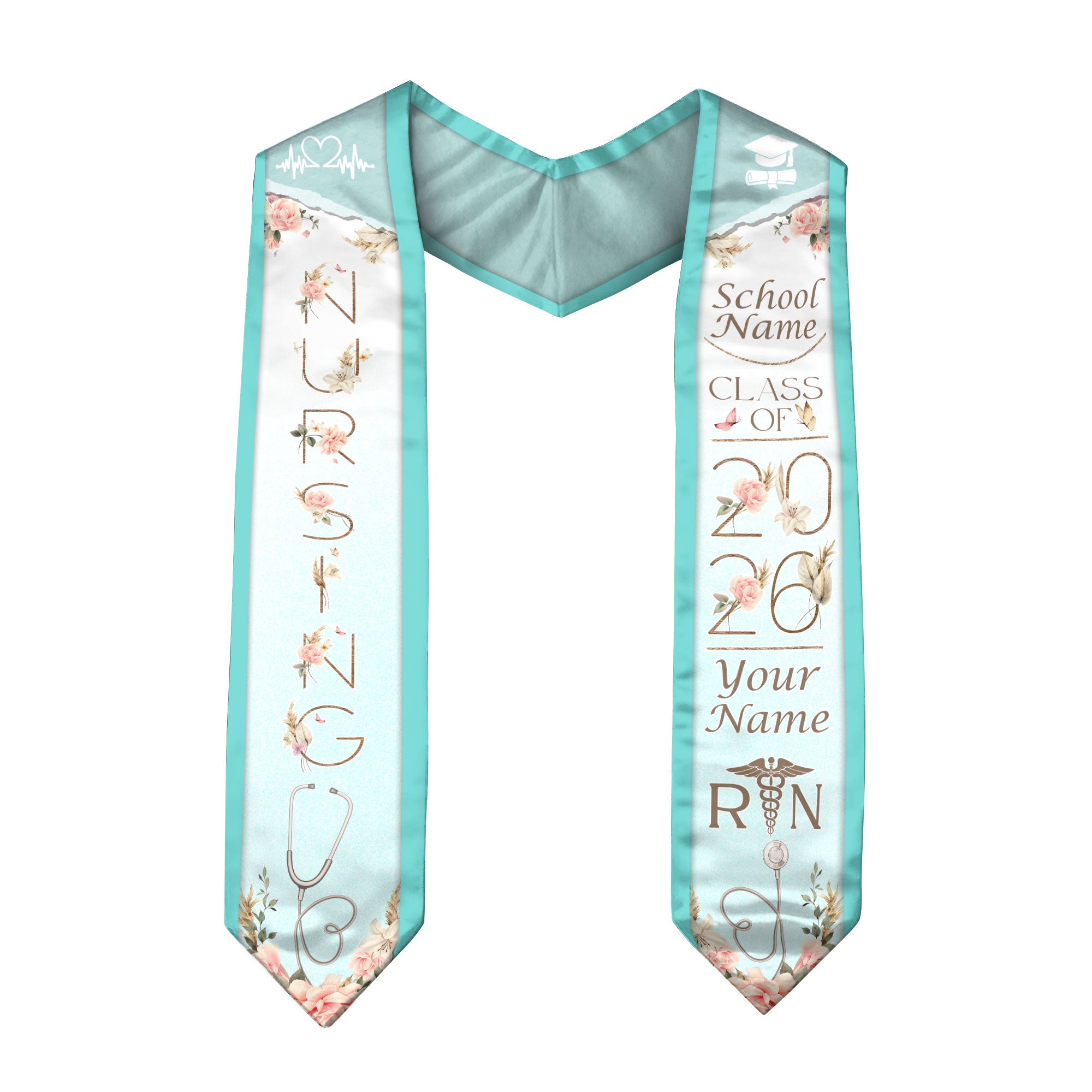 Customized BSN Nursing Graduation Stole for RN Students, Professional Sash 2026