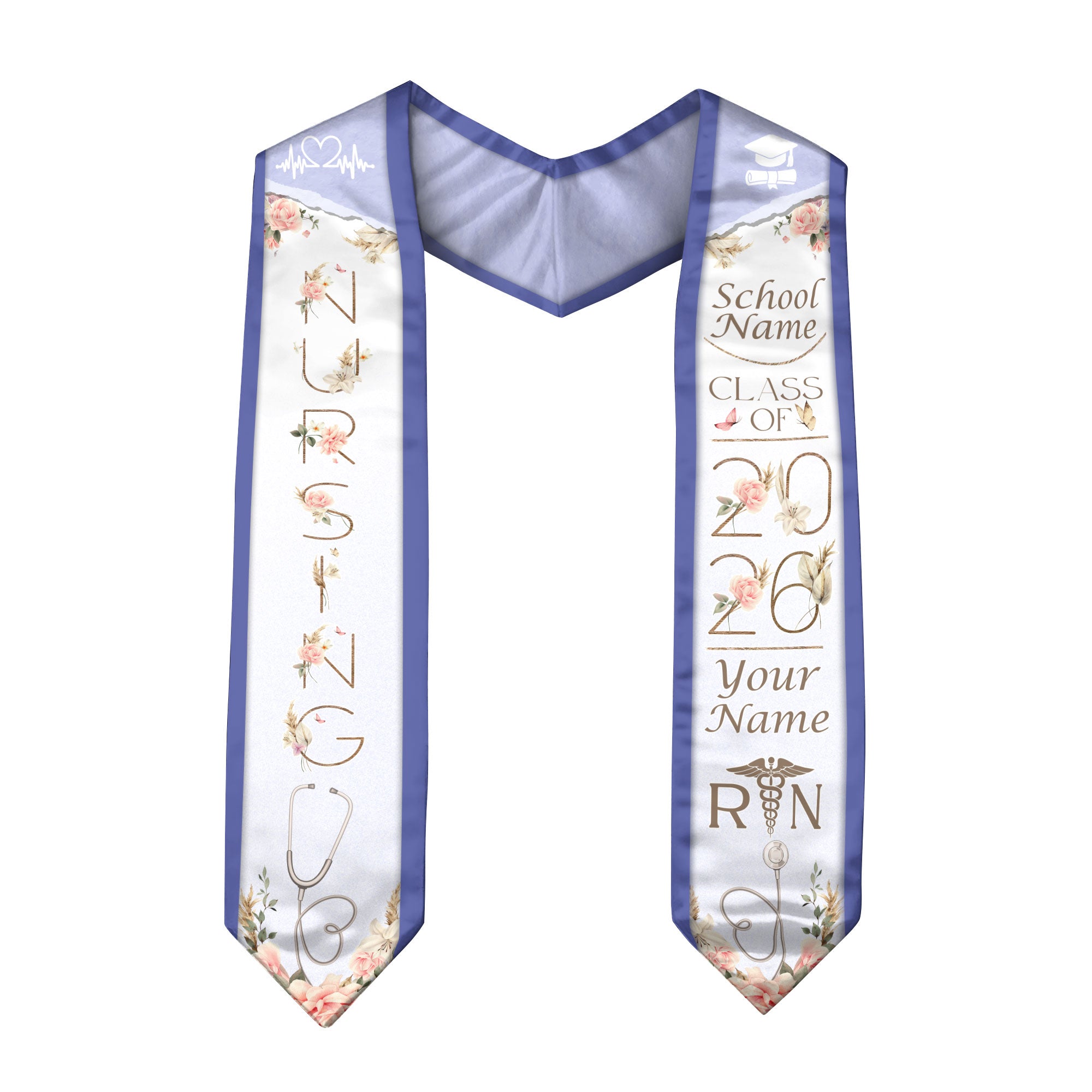 Customized BSN Nursing Graduation Stole for RN Students, Professional Sash 2026