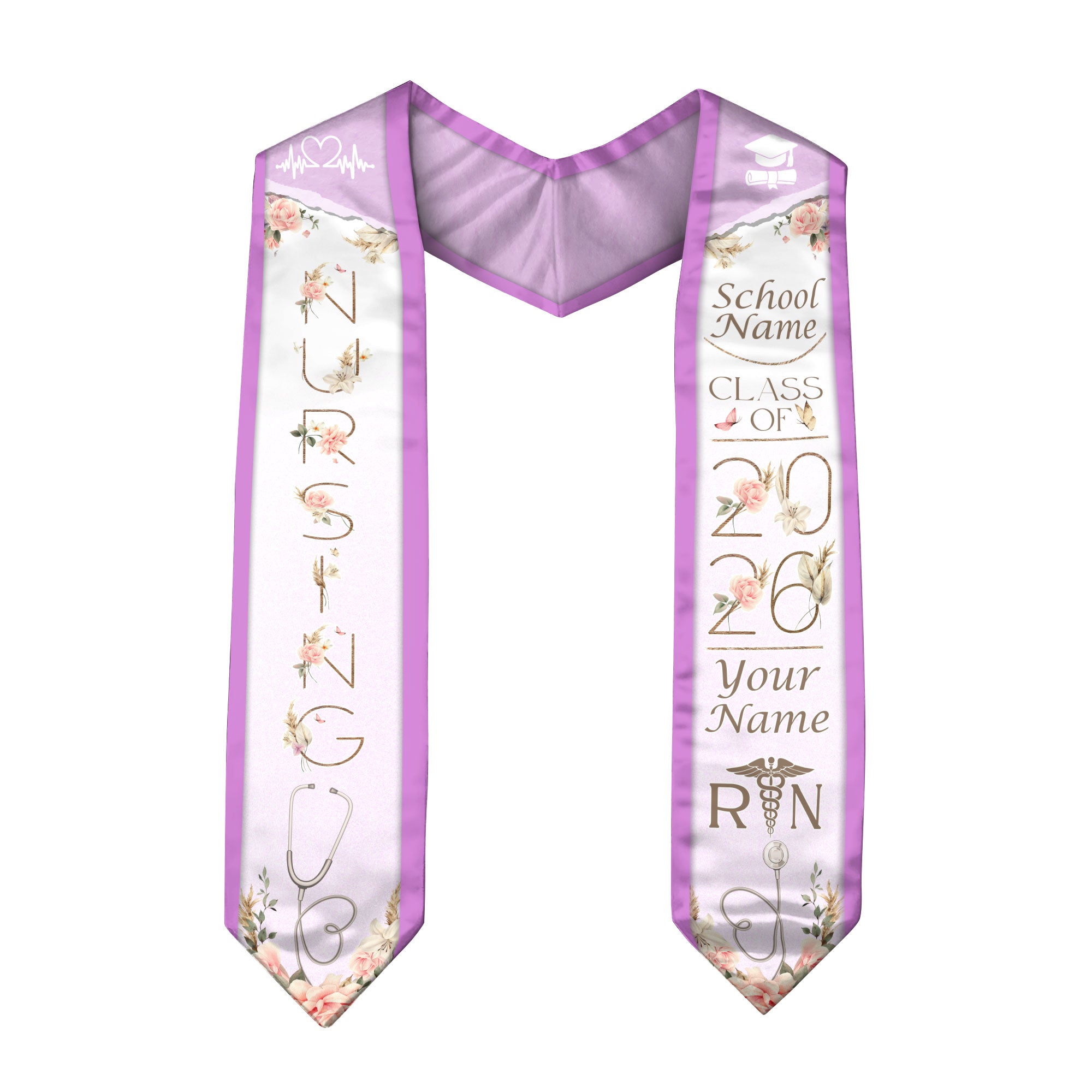 Customized BSN Nursing Graduation Stole for RN Students, Professional Sash 2026