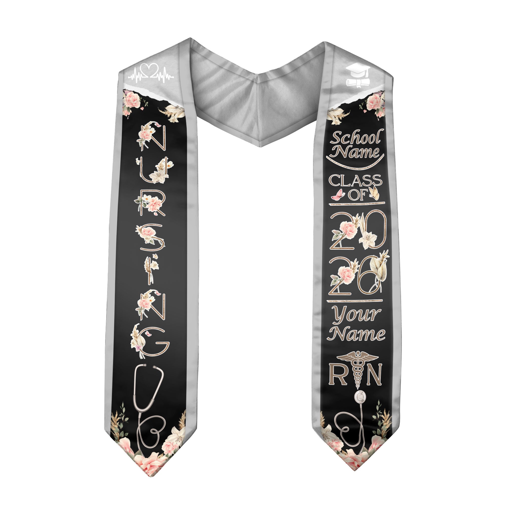 Customized BSN Nursing Graduation Stole for RN Students, Professional Sash 2026