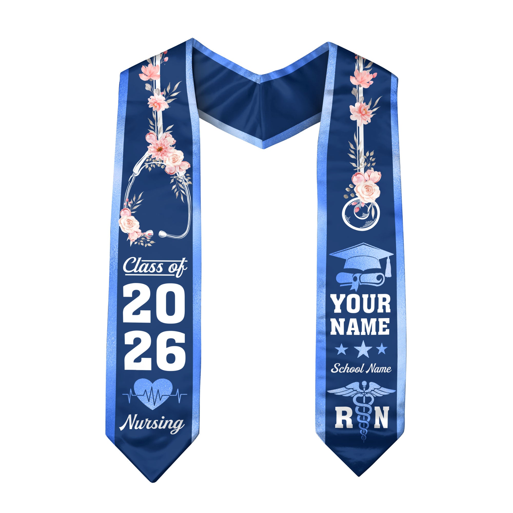 Customized RN Graduation Stole, Nursing Graduation Sash for BSN Nurses, Class of 2026