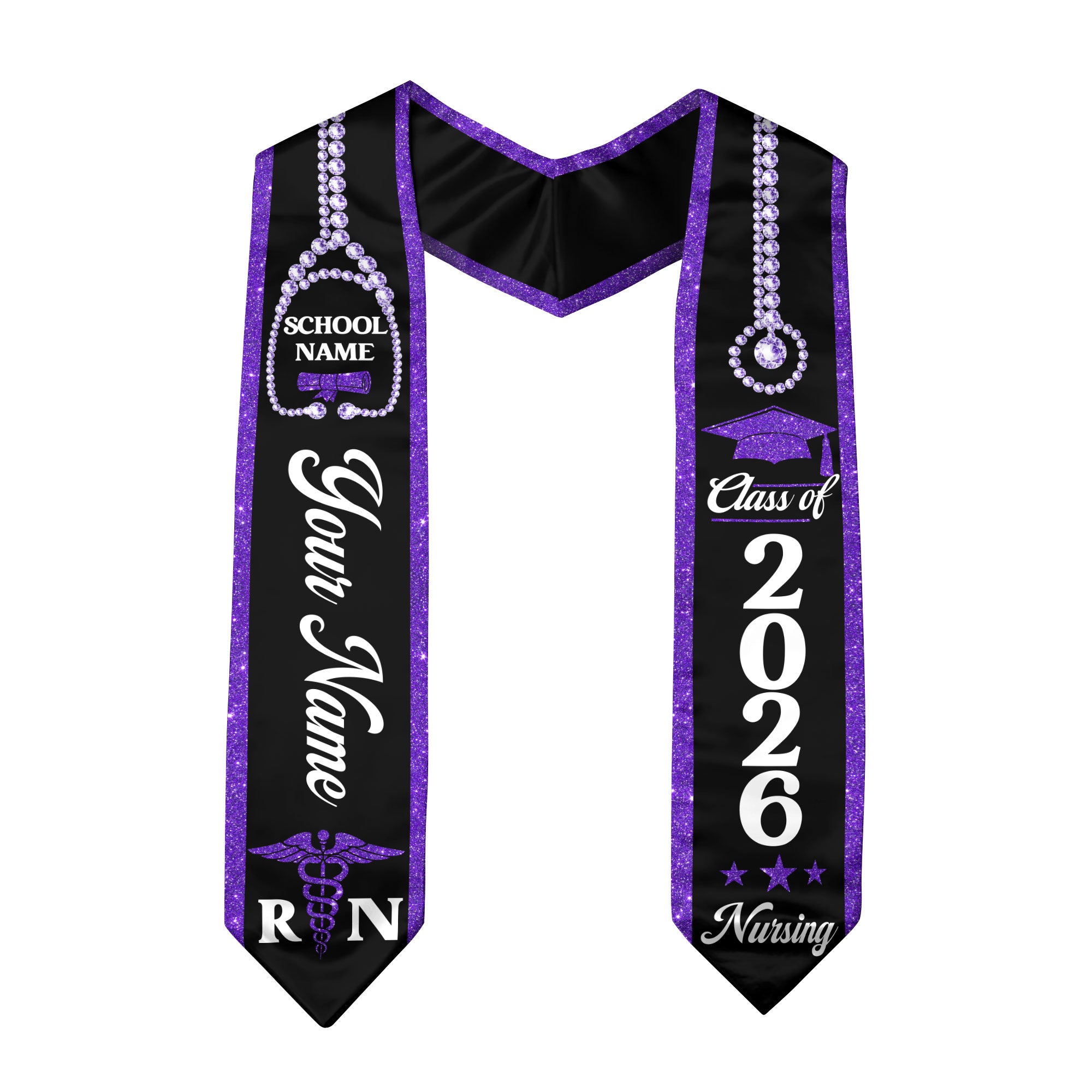 Customized RN Nurse Graduation Stole, BSN Nursing Graduation Sash for Class of 2026