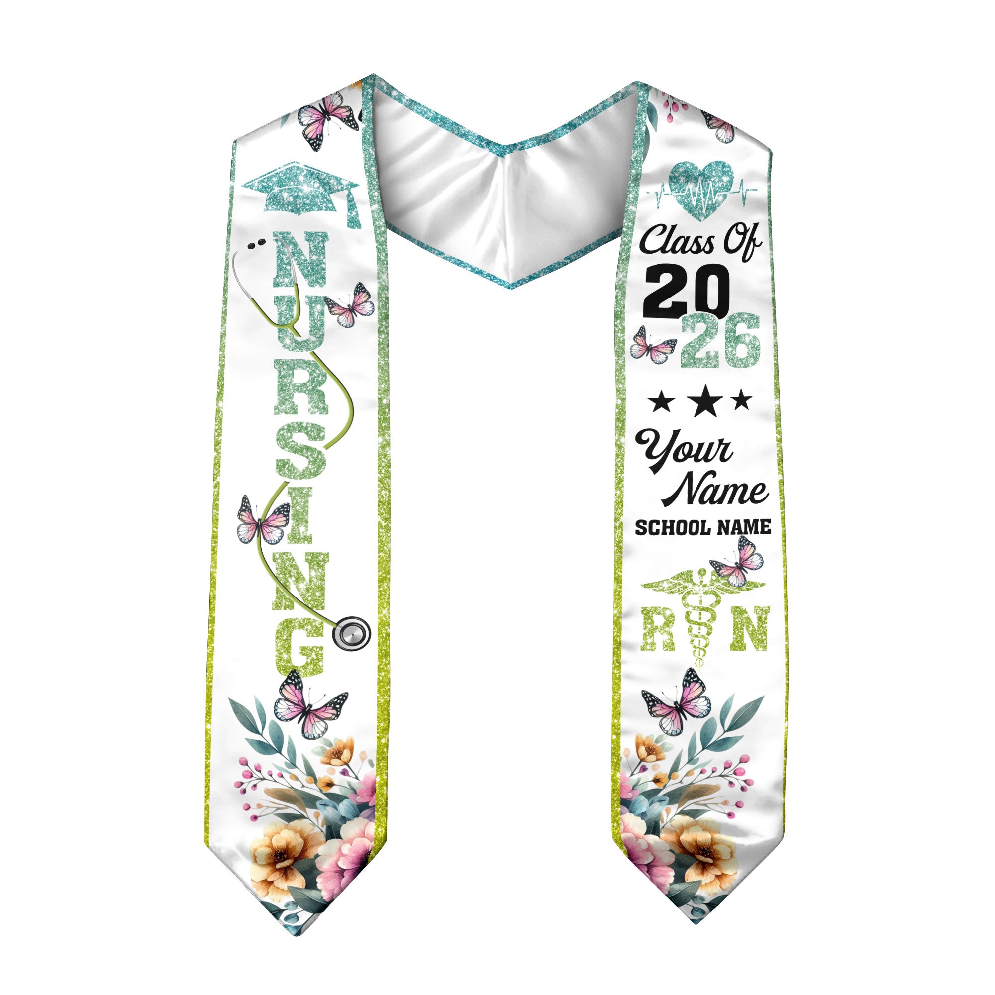 Customized RN Graduation Stole for Nursing School, BSN Nurse Graduation Sash 2026