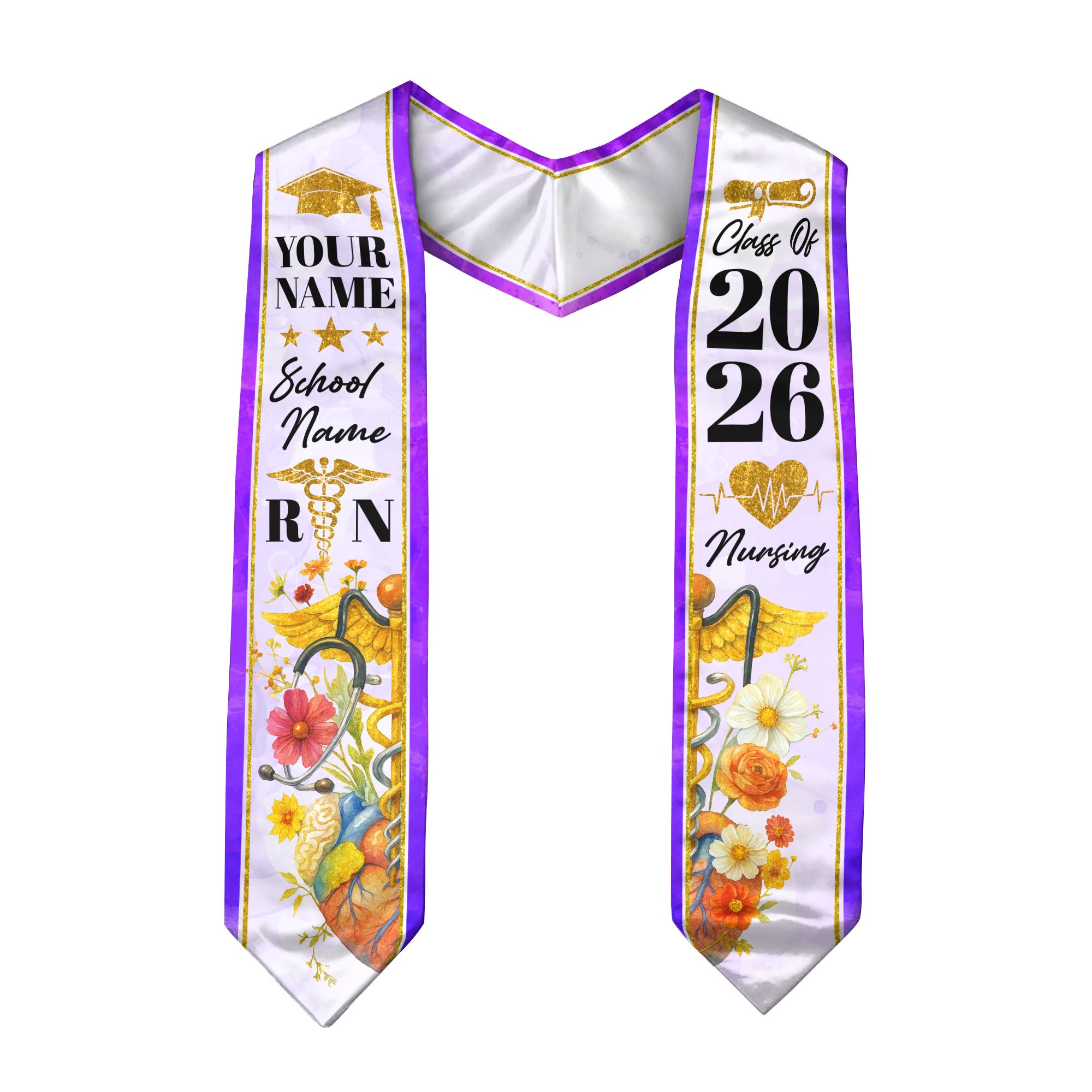 2026 Nursing Graduation Sash, Custom RN Nurse Stole, BSN Style for Class of 2026