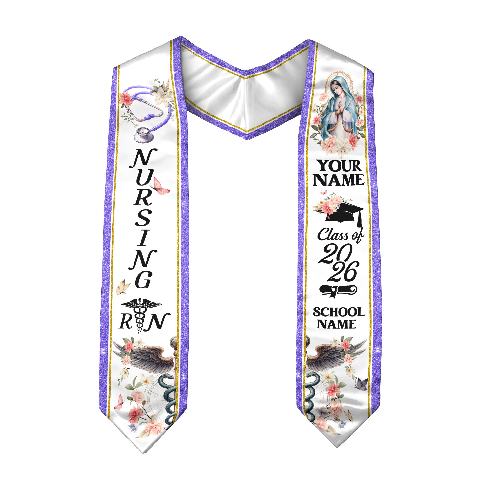 Customized RN and BSN Graduation Stole, Nursing Graduation Sash for Class of 2026