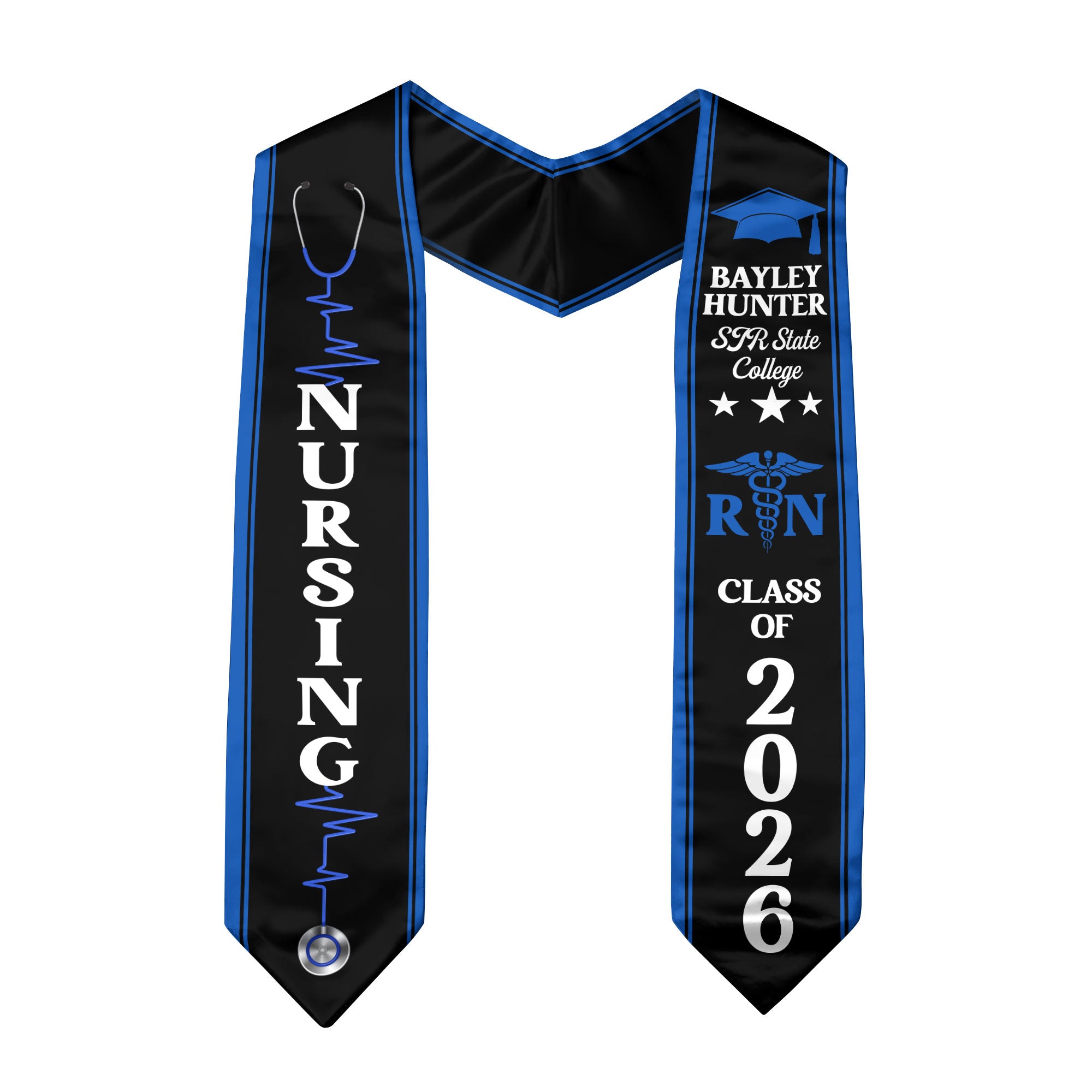 Customized Nursing Graduation Stole for RN and BSN Students, Graduation Sash 2026