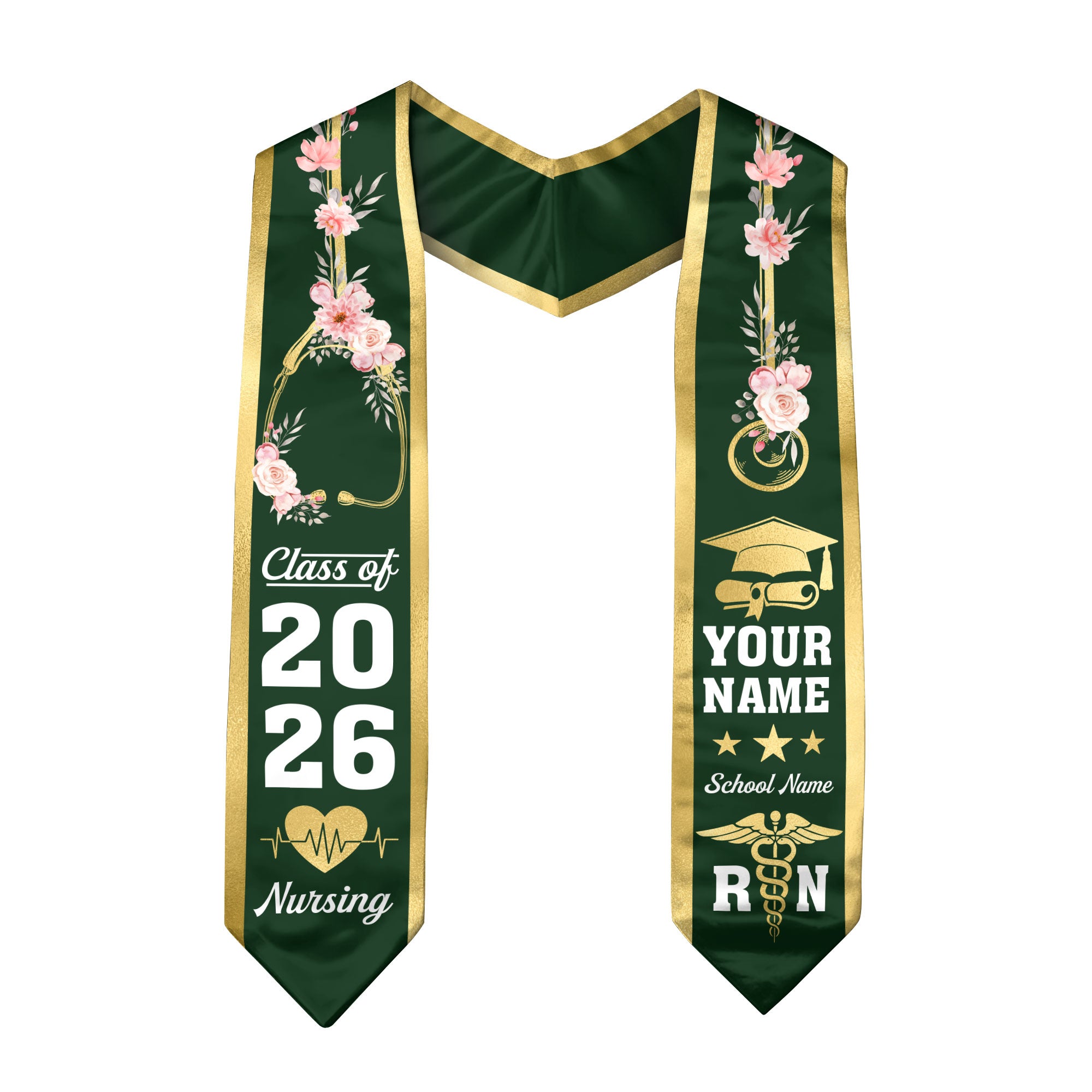 Customized RN Graduation Stole, Nursing Graduation Sash for BSN Nurses, Class of 2026