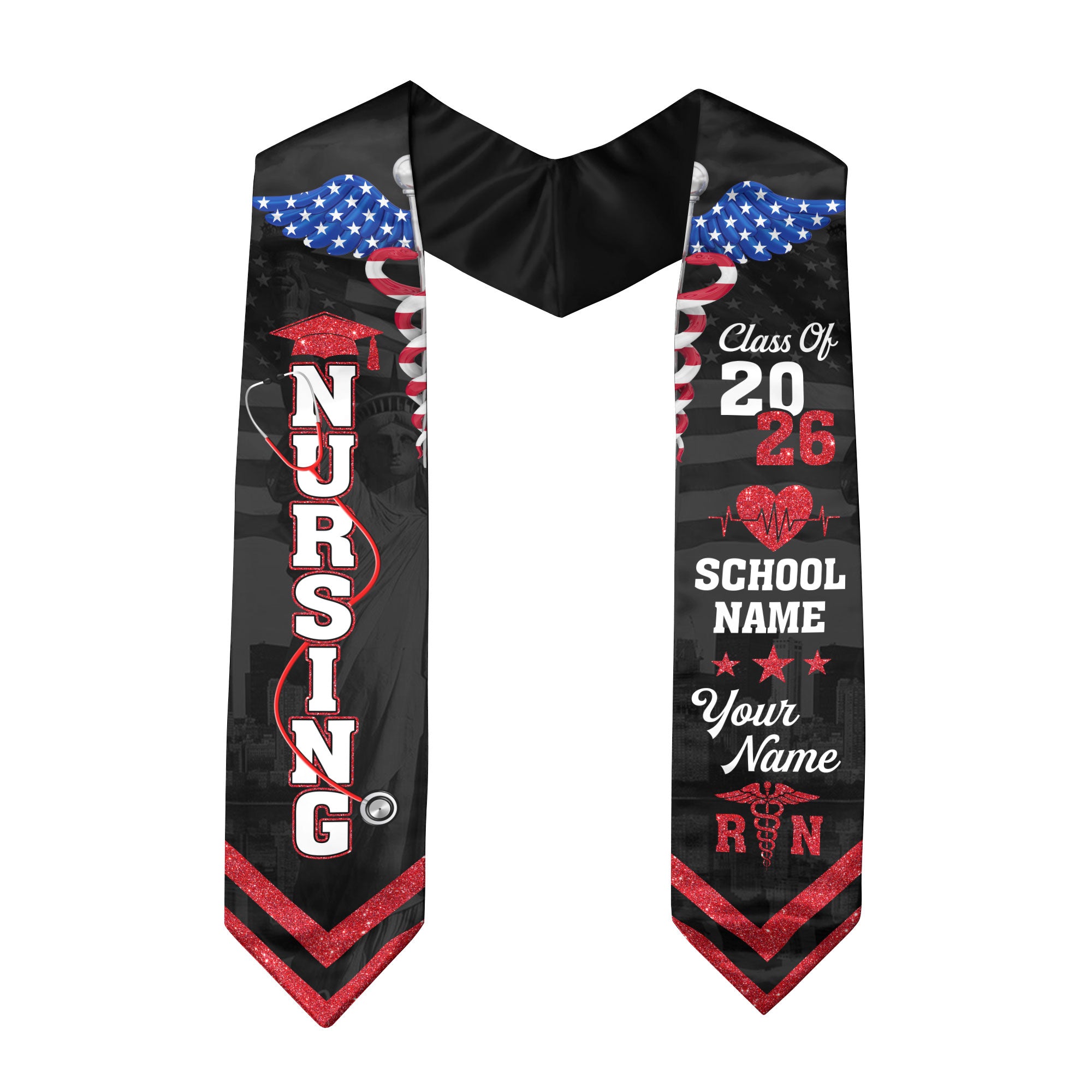 Customized Nursing Graduation Sash for RN Graduates, BSN Nurse Stole Class of 2026