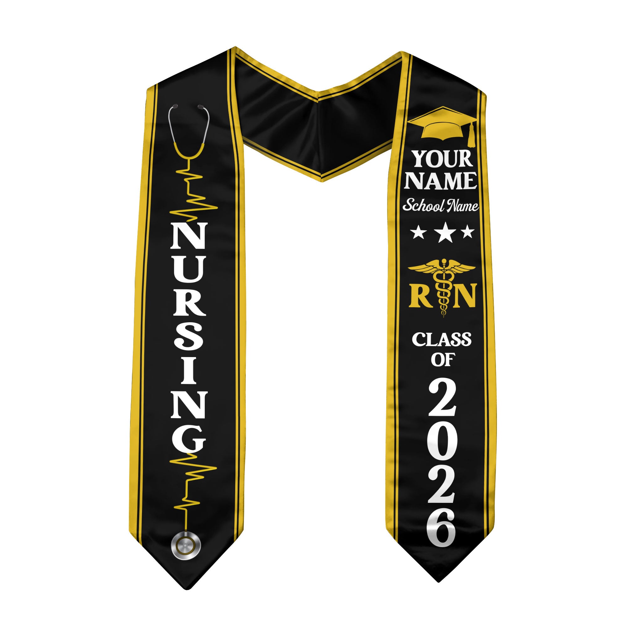 Customized Nursing Graduation Stole for RN and BSN Students, Graduation Sash 2026