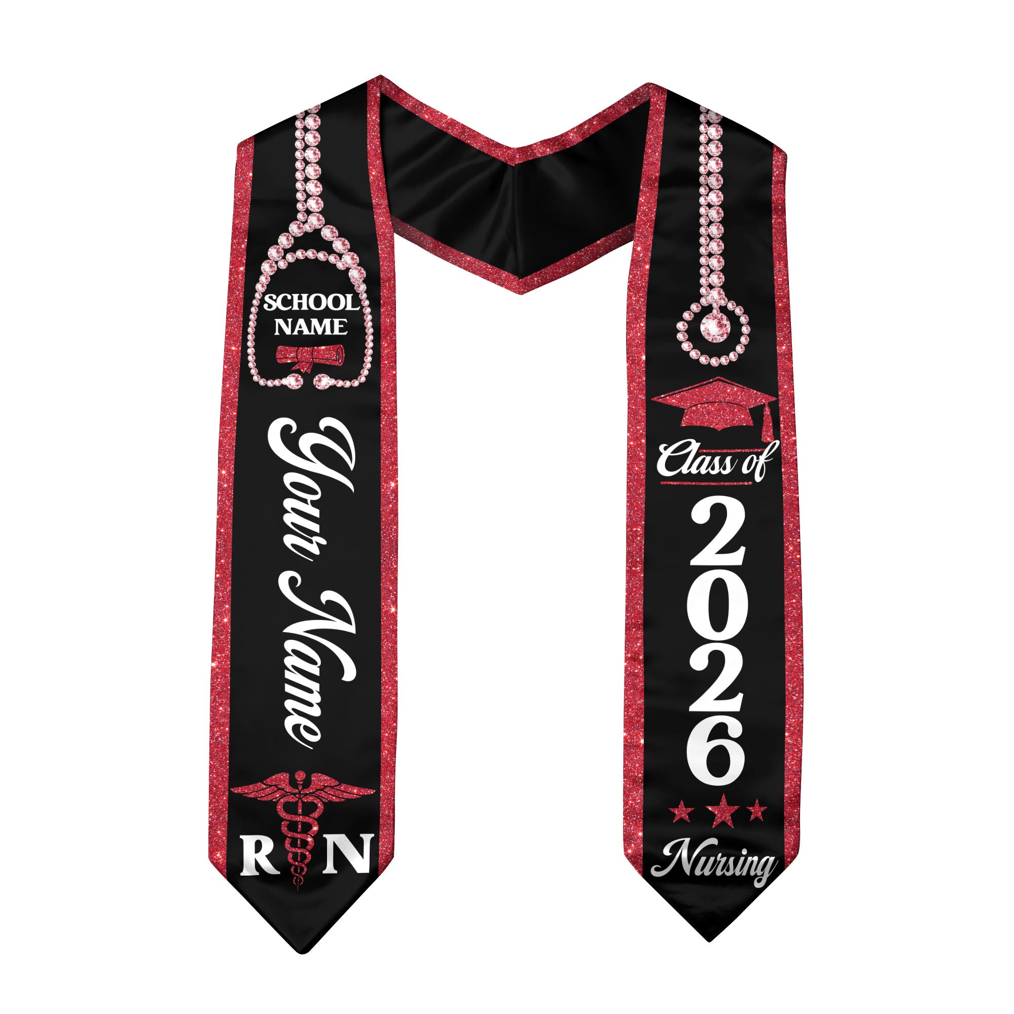 Customized RN Nurse Graduation Stole, BSN Nursing Graduation Sash for Class of 2026