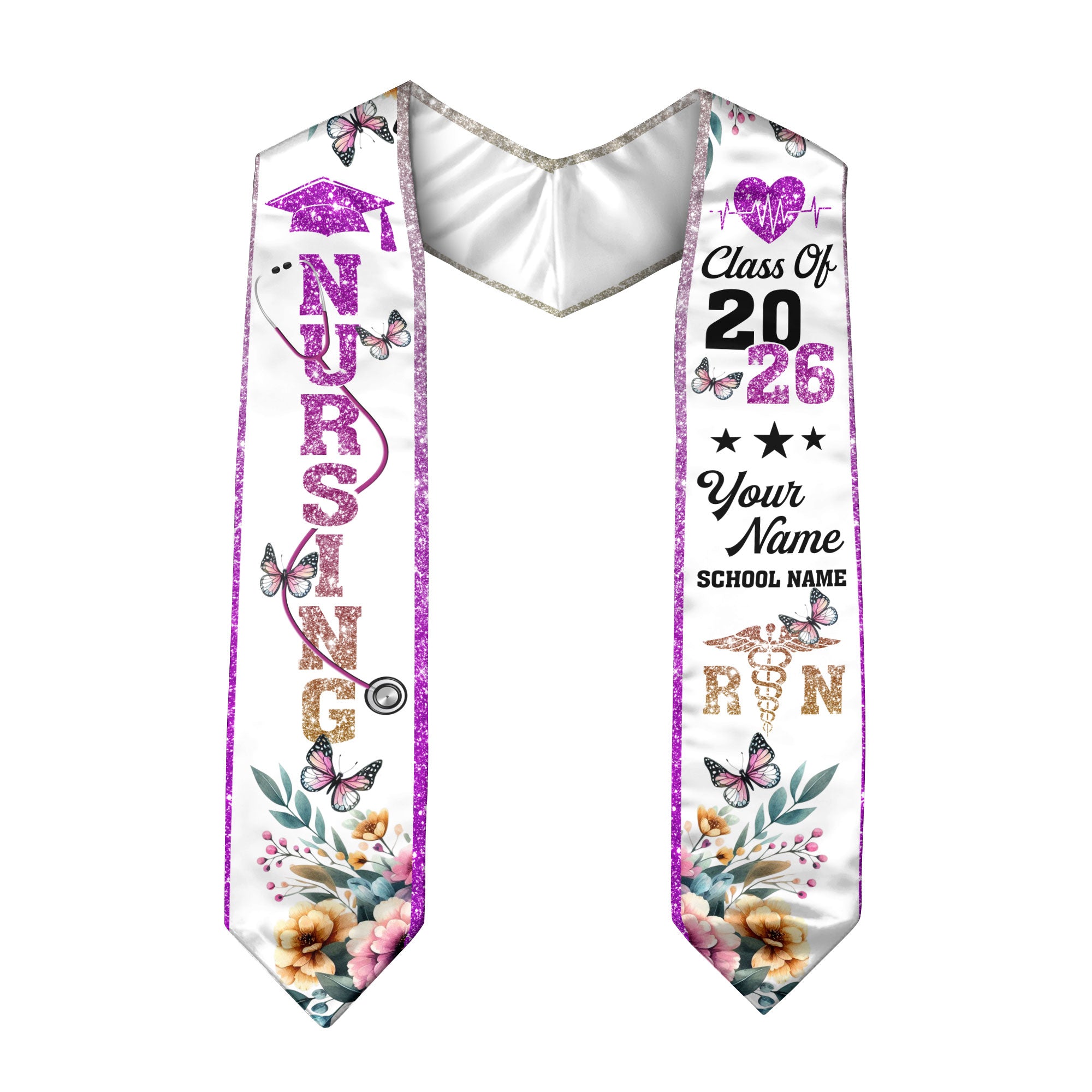 Customized RN Graduation Stole for Nursing School, BSN Nurse Graduation Sash 2026